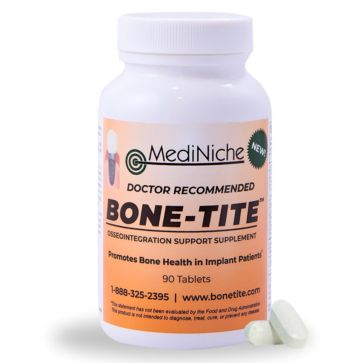 Bone-Tite Osseointegration Support Supplement I Key Vitamins, Minerals, and Nutrients to Promote Dental Implant Support | 90 Tablets | Pack of 1