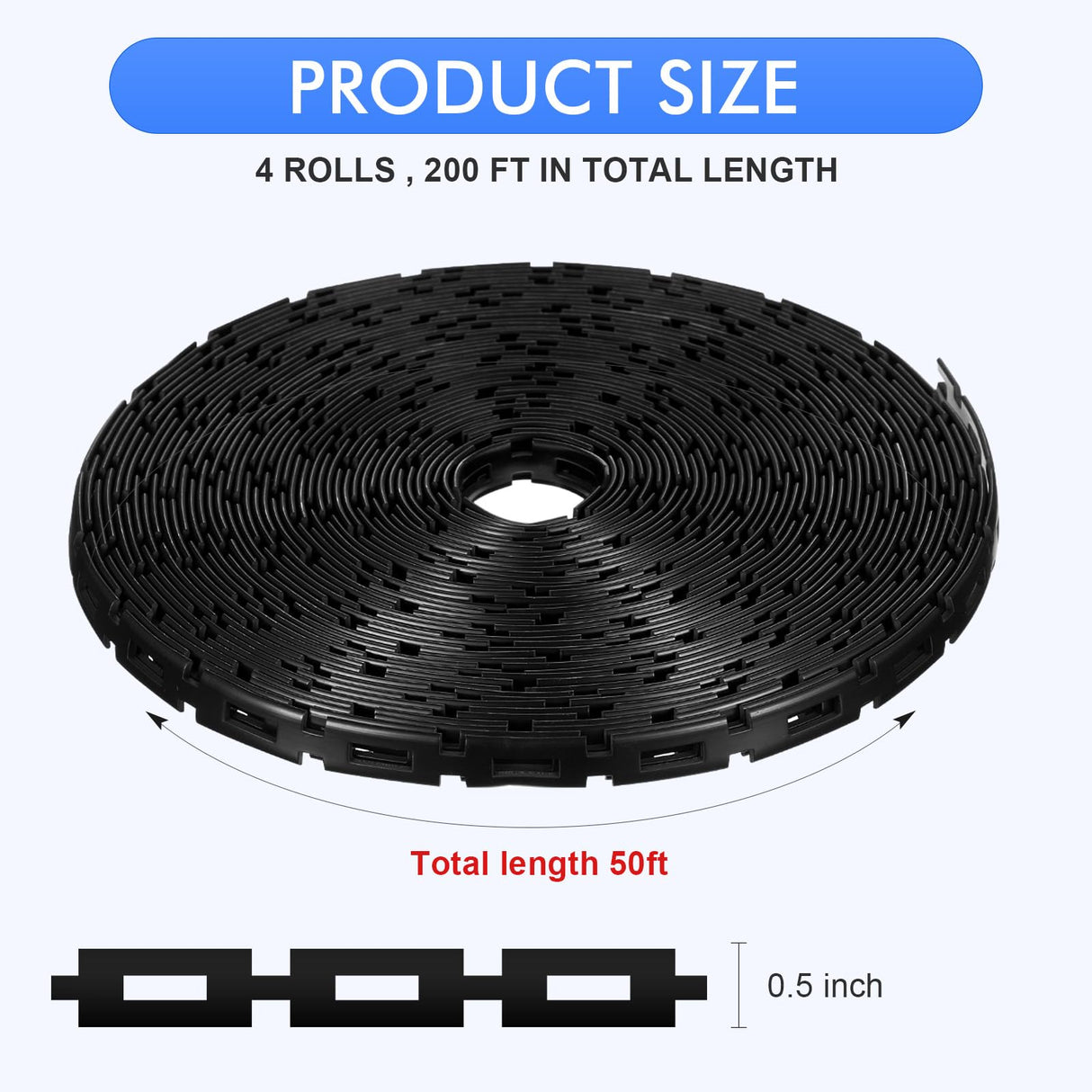 Wesiti 200 ft Plastic Chain Lock Tree Tie 1/2 Inch Wide Adjustable Tree Support Straps Plant String Swing Strap Flexible Reusable Ties for Staking for Garden Accessories