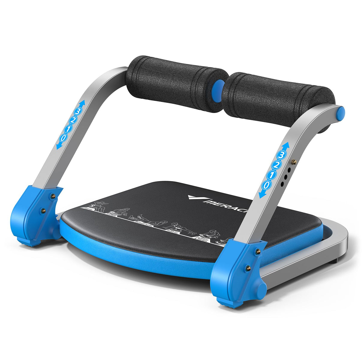 MERACH Ab Machine for Home Gym, Adjustable Ab Trainer with 3 Resistance Levels, Sit Up Exercise Equipment for Core Workout, Automatic Rebound Ab Crunch Machine, Ab Workout Equipment for Stomach(Blue)