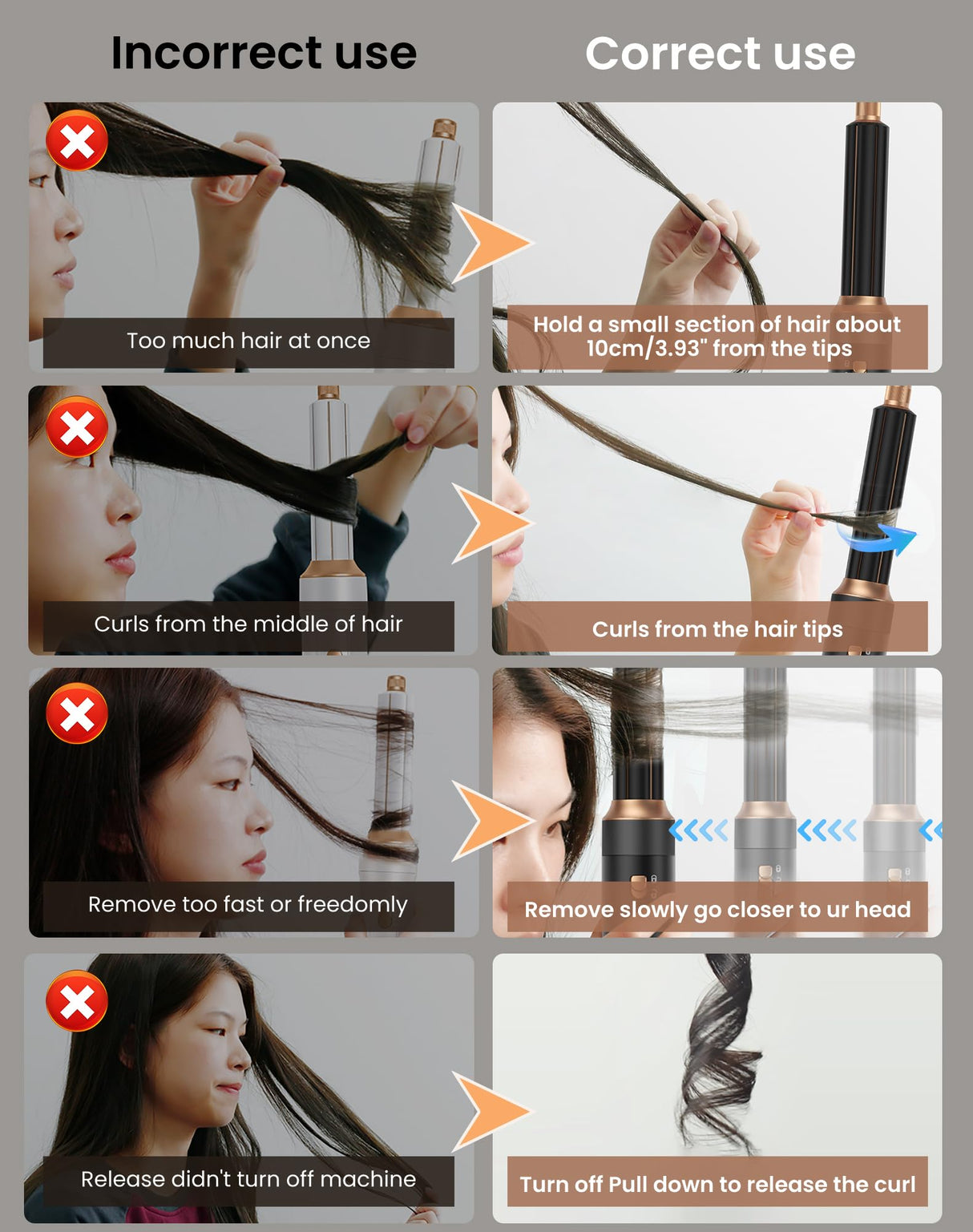 Hair Blow Dryer Brush Set 5 in 1, 1000w Negative Hot Air Styler Set, Compact Hair Dryer,Faster Drying, Shinier Hair,Temperature Portable, Lonic Blow Dryer Grey