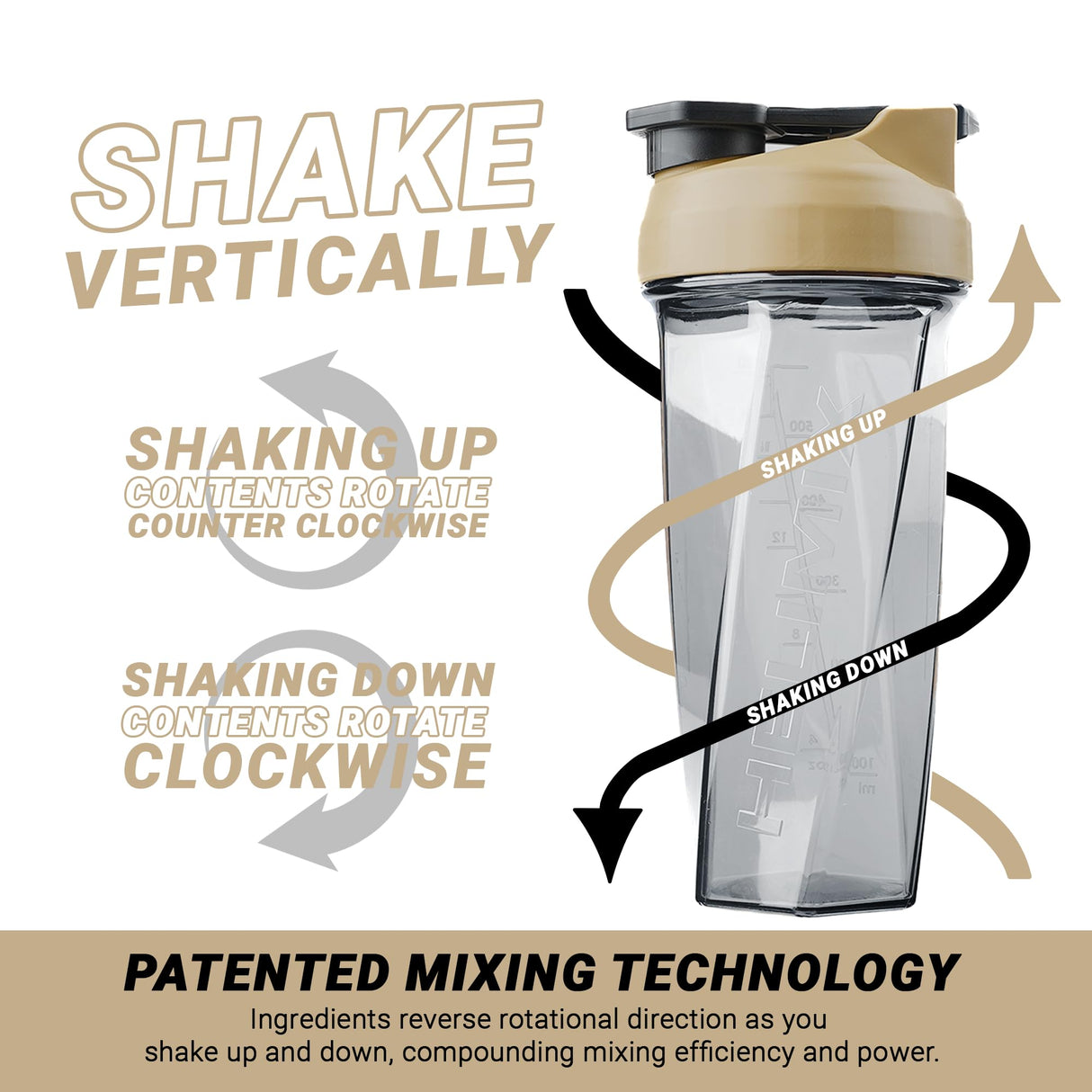 HELIMIX 2.0 Vortex Blender Shaker Bottle Holds upto 28oz | No Blending Ball or Whisk | USA Made | Portable Pre Workout Whey Protein Drink Shaker Cup | Mixes Cocktails Smoothies Shakes | Top Rack Safe