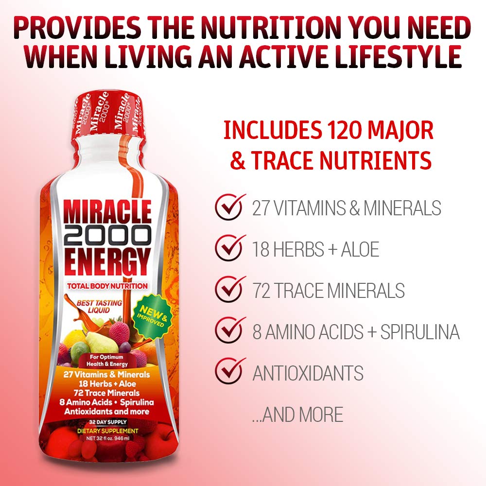 Century Systems - Miracle 2000, Complete Liquid Multivitamin and Mineral Supplement with Amino Acids and Antioxidants, 32 Ounces