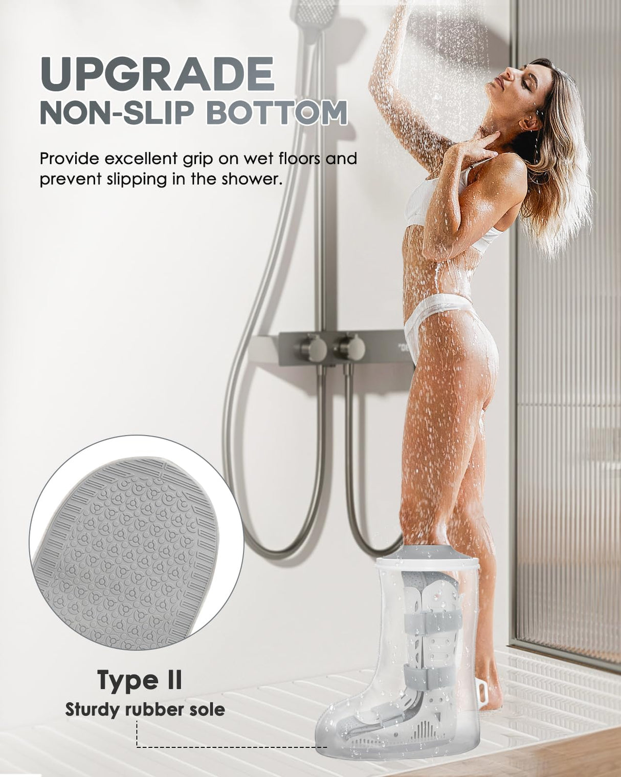 Waterproof Extra Wide Cast Covers for Shower Leg with Upgraded Non-Slip Bottom, Extra Large Cast Protector for Shower Leg Foot Ankle, Watertight Leg Cast Cover for Plus Size Adults Surgery Casts Boots