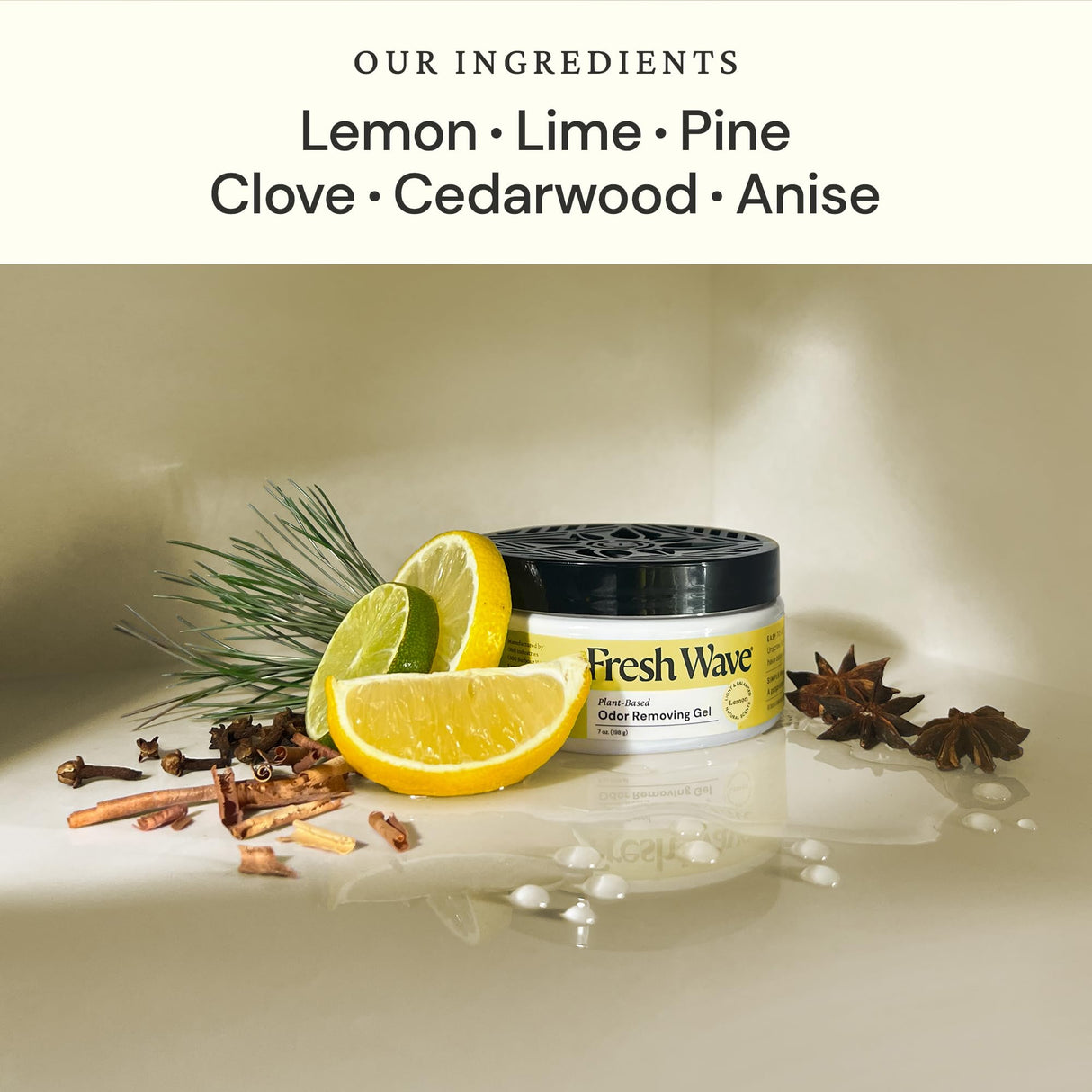 Fresh Wave Lemon Odor Removing Gel, 7 oz., Pack of 3 - Safer Odor Absorbers for Home, Natural Plant-Based Odor Eliminator, Every 7 oz. lasts 15-30 Days, For Cooking, Trash & Pets