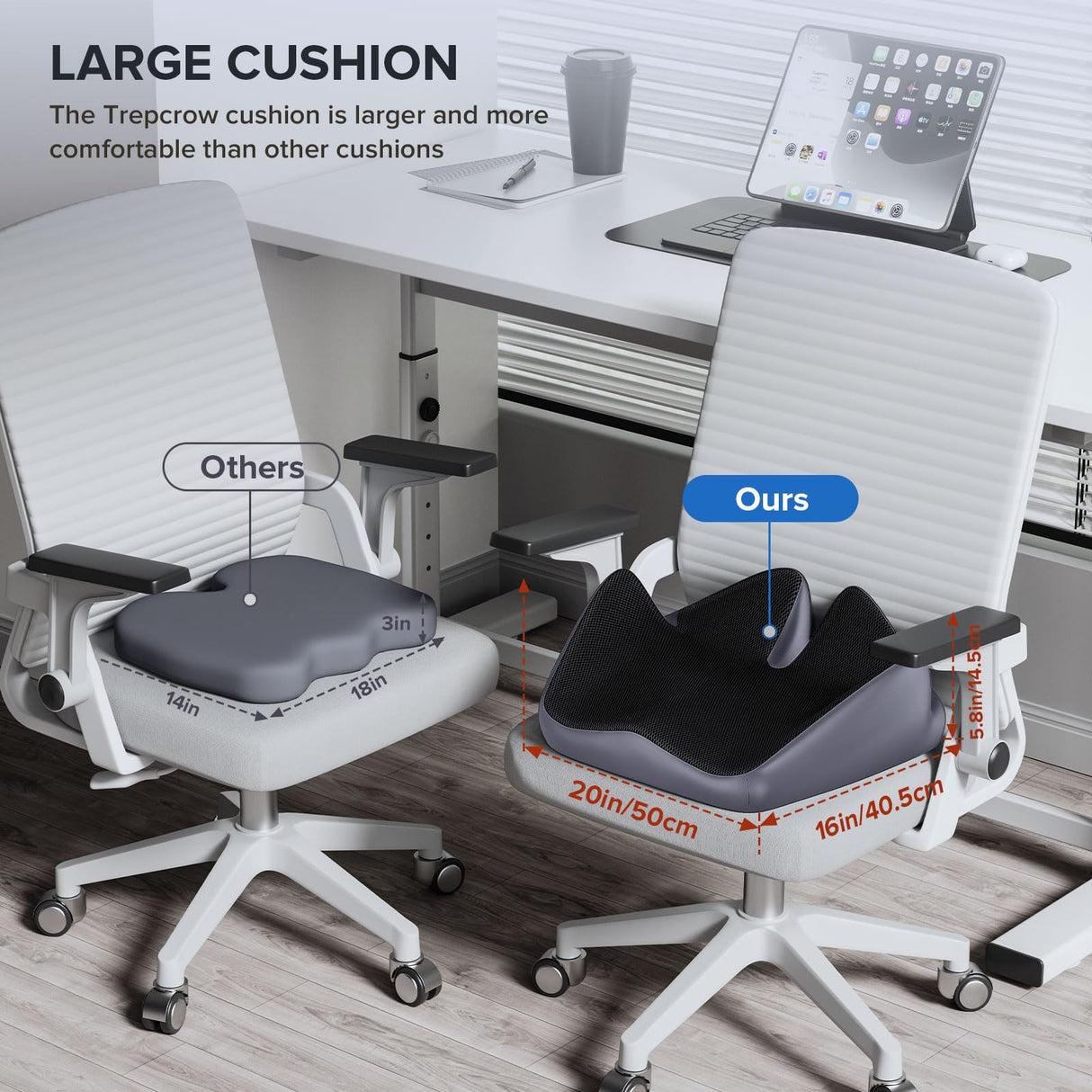 Seat Cushion for Relief Sciatica - Memory Foam Cushion for Office Chair, Hip & Coccyx Pain Relief for Long Sitting,2025 Upgraded Large Seat Cushion for Soft Support,Suitable for Game Chair/Wheelchair