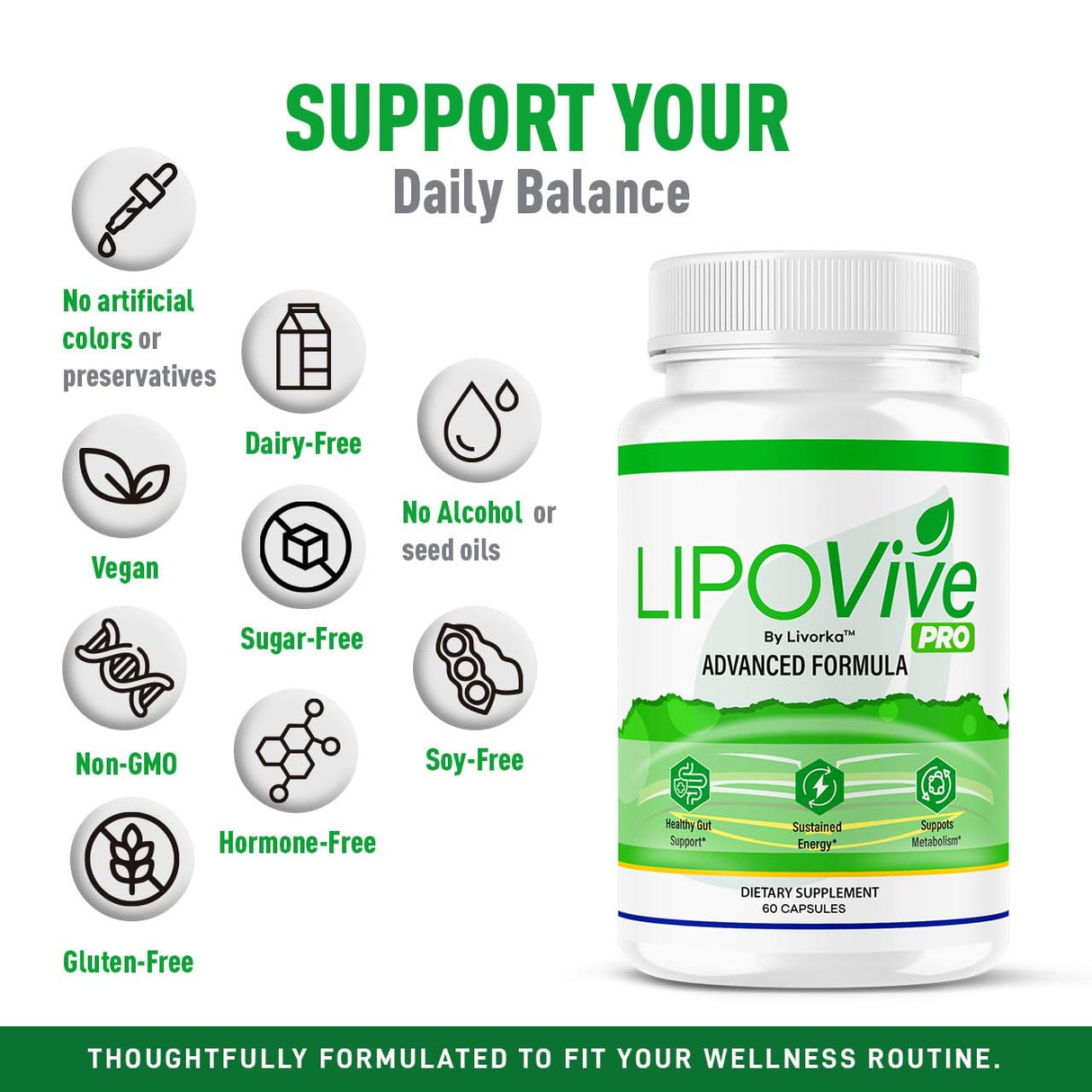 LipoVive Pro Capsule - Official LipoVive Pro Pills Advanced Formula Premium All Natural Supplement Support, LipoVive Pro Capsule for Overall Health & Wellness, 60 Capsules for 1 Month