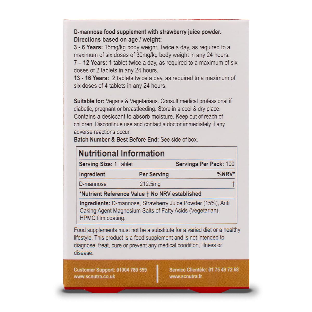 Waterfall D-Mannose Children Melt in the Mouth Tablets with a hint of Strawberry. Suitable for Boys & Girls, 3 Years + | 100 Count