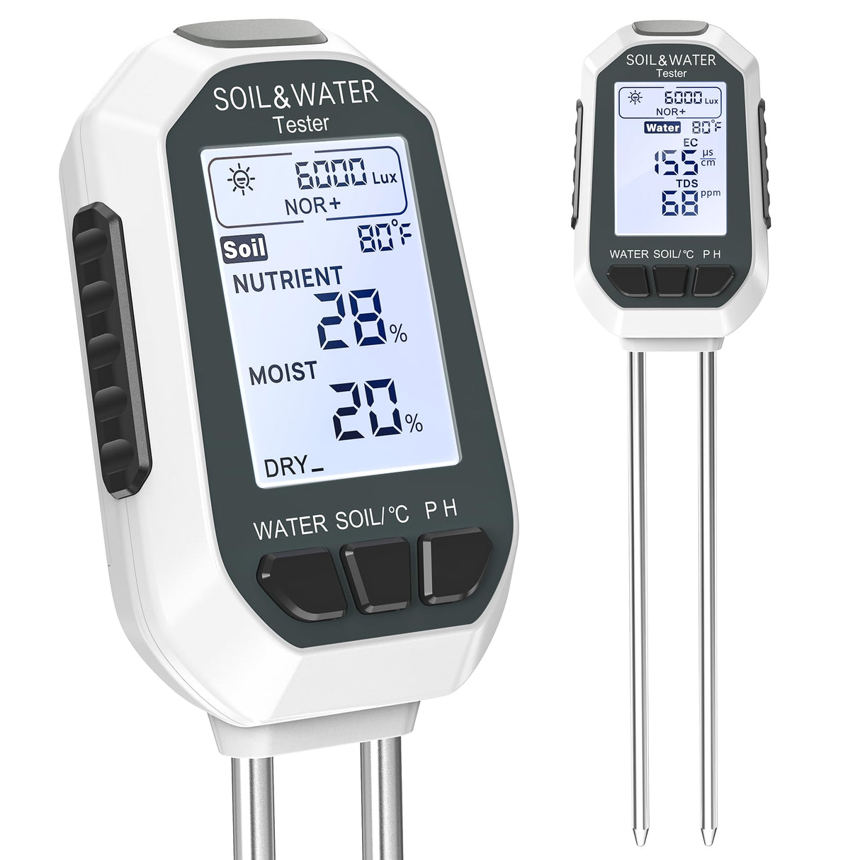 Buladeke Moisture Meter for Plants, 7-in-1 Digital Soil Tester Kit with Backlit LCD - Measures pH, EC, TDS, Fertility, Temp, Moisture & Sunlight, Garden Tools for Indoor & Outdoor