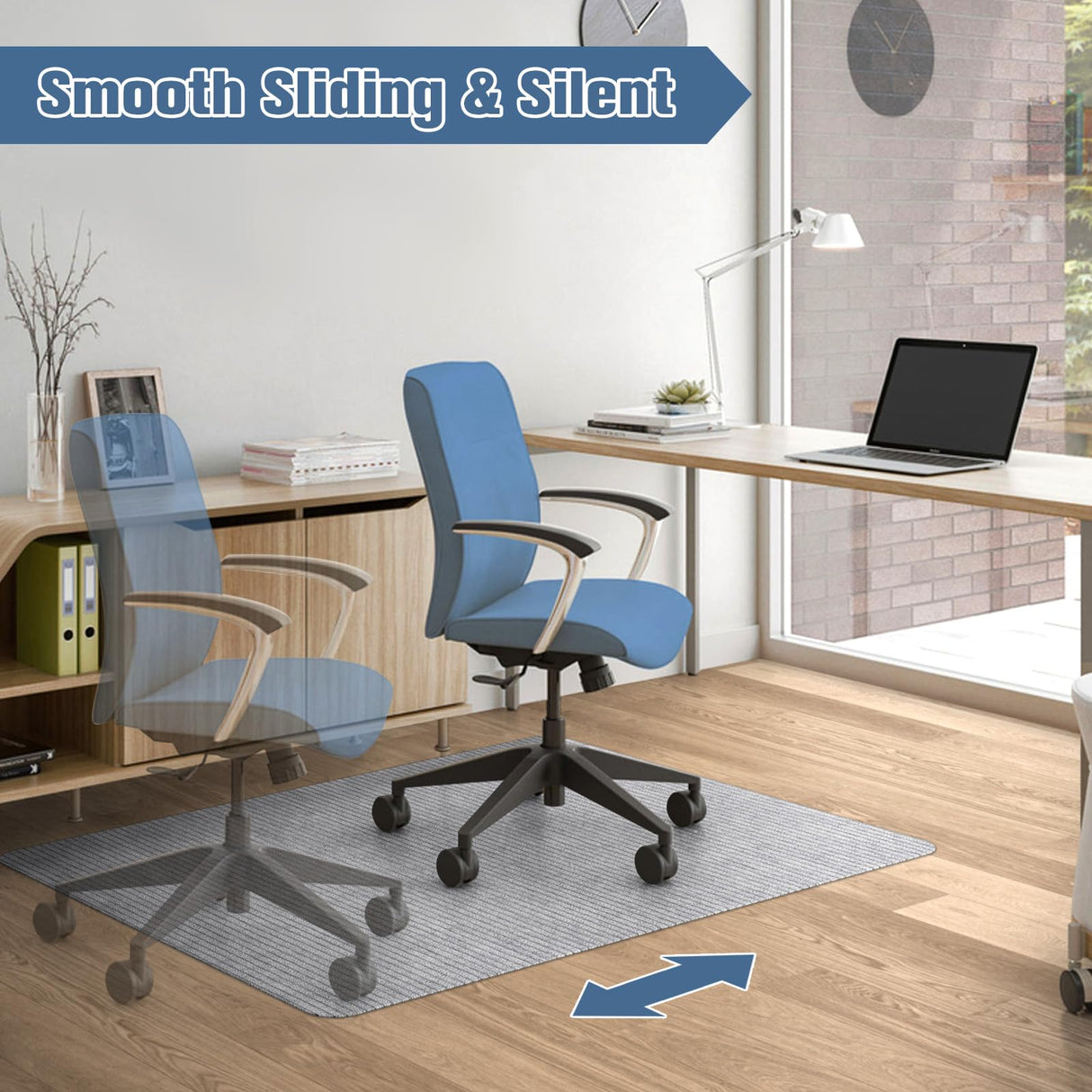 Corduroy Chair Mat for Hardwood Floor, 55"x35" Office Chair Mat Desk Chair Mat for Rolling Chair, Large Anti-Slip Backing Low-Pile Office Rug Floor Mat for Office/Home Light Grey