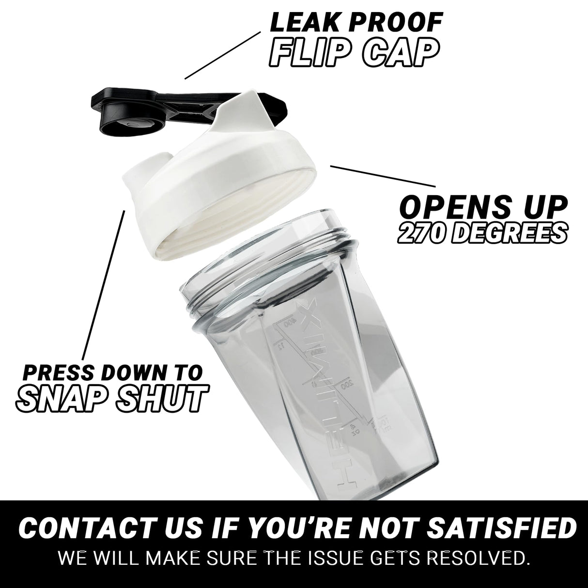 HELIMIX 1.5 Vortex Blender Shaker Bottle Holds Upto 20oz | No Blending Ball or Whisk | USA Made | Portable Pre Workout Whey Protein Drink Shaker Cup | Mixes Cocktails Smoothies Shakes | Top Rack Safe