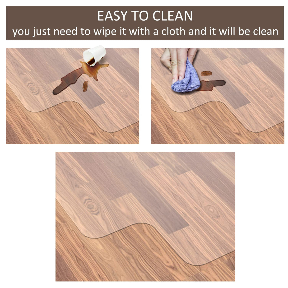 Office Chair Mat for Hardwood Floor, 48”x 36” Clear Floor Protector Mat for Office Chair, Vinyl Desk Chair Mat for Hard Floors, Easy Glide for Chairs