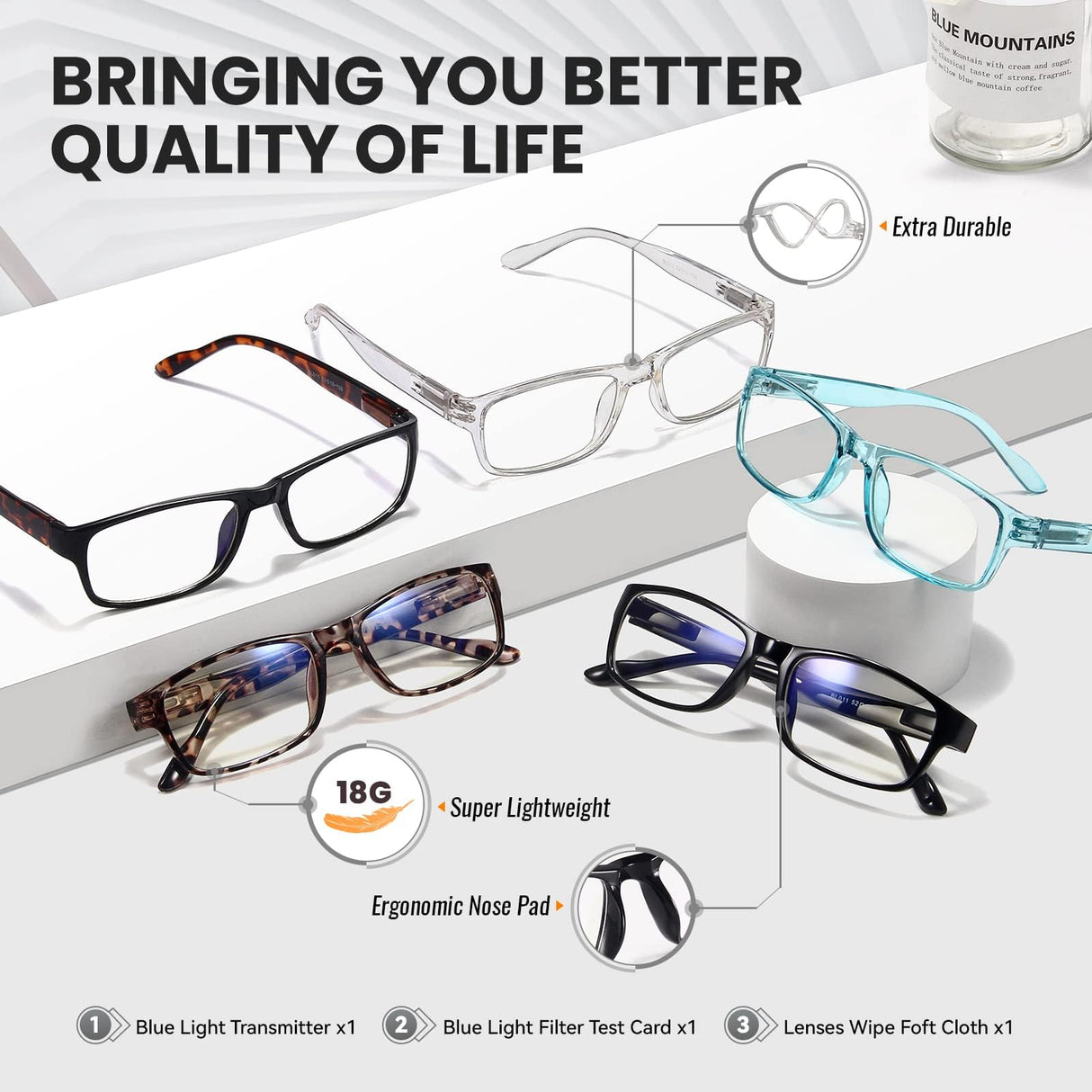 Gaoye Professional Reading Glasses for All Day - Computer Readers with Blue Light Protection - Value Pack