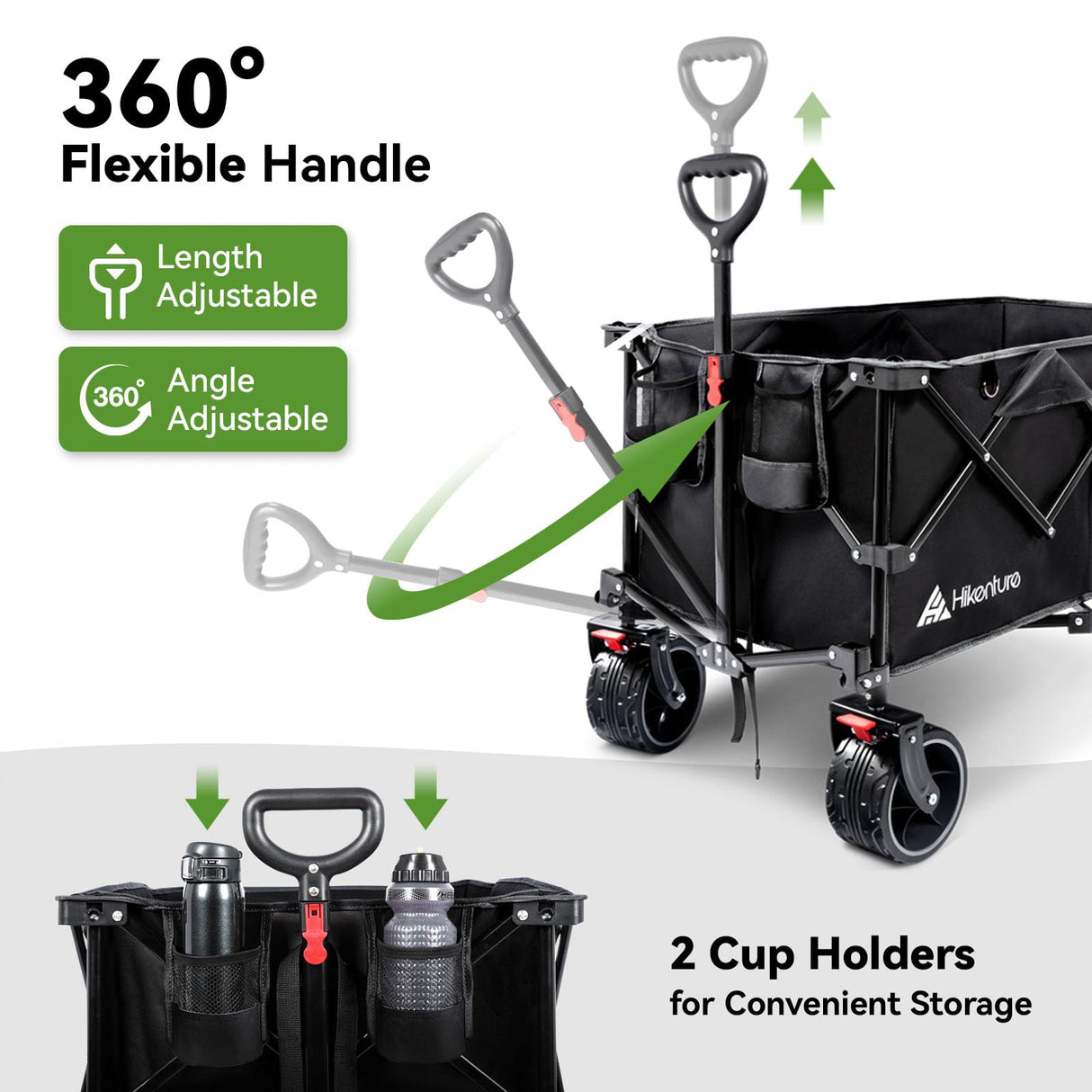 Hikenture Collapsible Beach Wagons with Big Wheels for Sand, 330lbs Cart