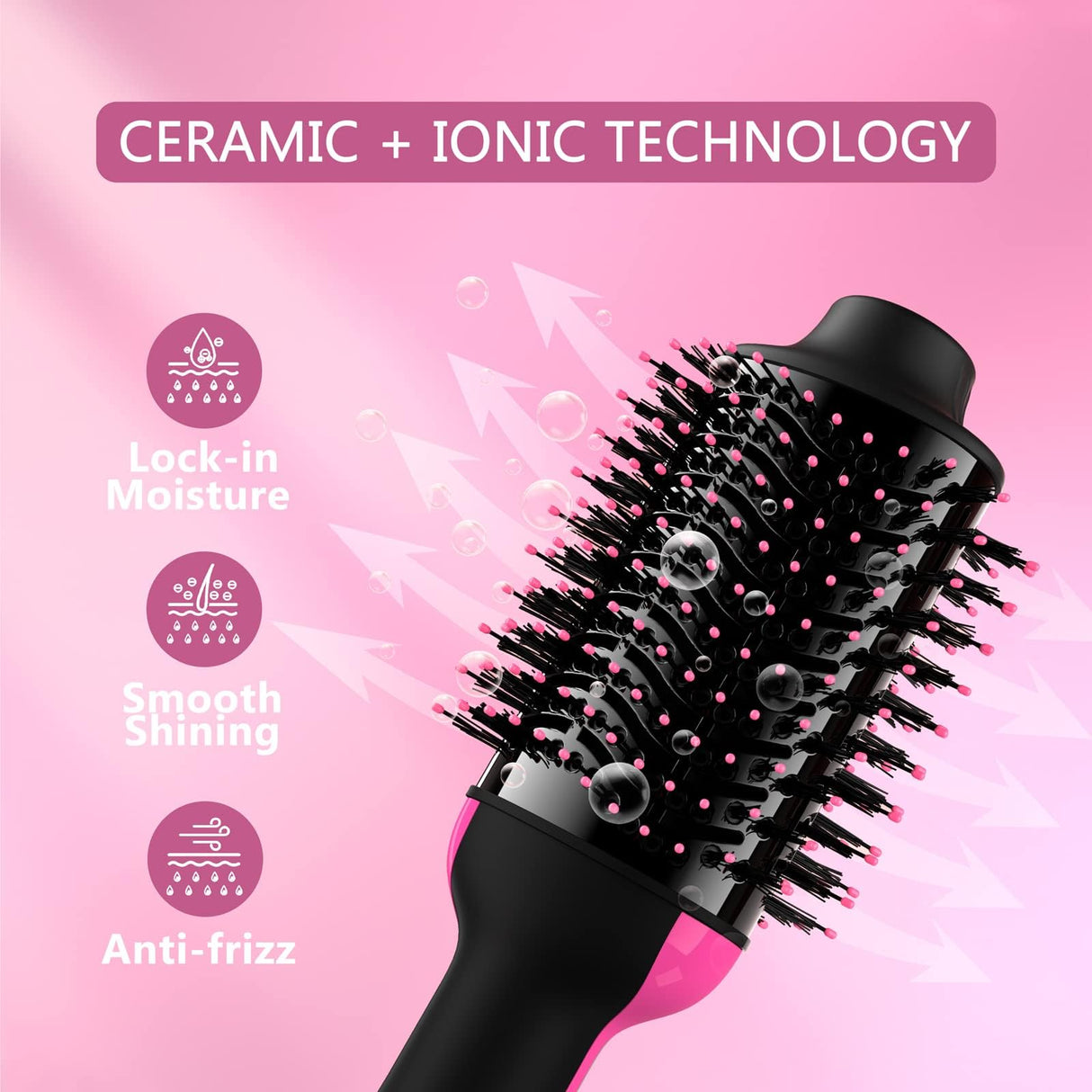 Hair Dryer Brush 4 in 1 Styling Tools Ceramic, Hair Dryer and Styler Volumizer, Hot Air Straightener Brush, Blow Dryer with Ceramic Oval Barrel, Blow Dryer in One, for All Hair Types