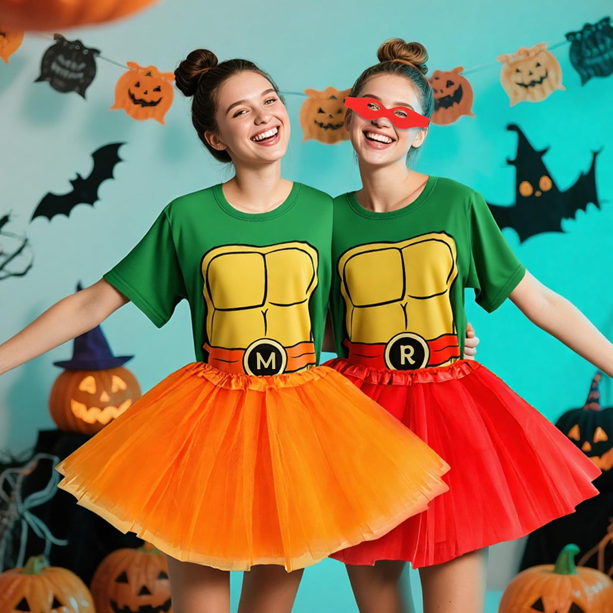 FONYFA for TMNT Costume Set, Halloween Tutu Skirts Women Shirt for TMNT Costume for Funny Halloween Christmas