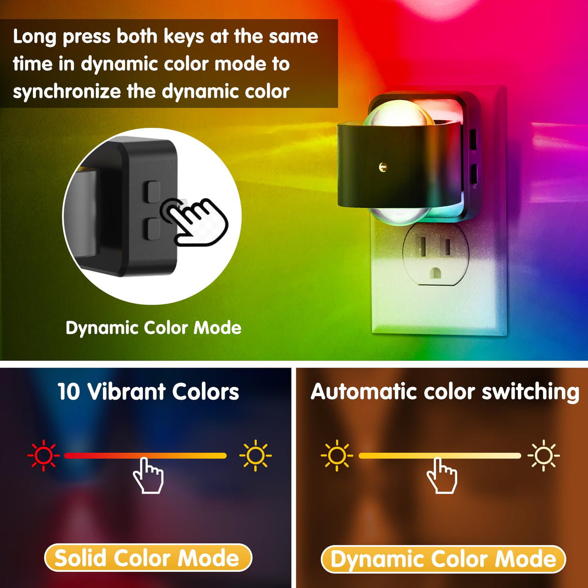L LOHAS LED Night Light Projector, Color Changing Night Light Plug into Wall, Dusk to Dawn Sensor, Rotating Nightlight, RGB Ambient Lighting for Bathroom, Gaming Room, Gifts,1 Pack