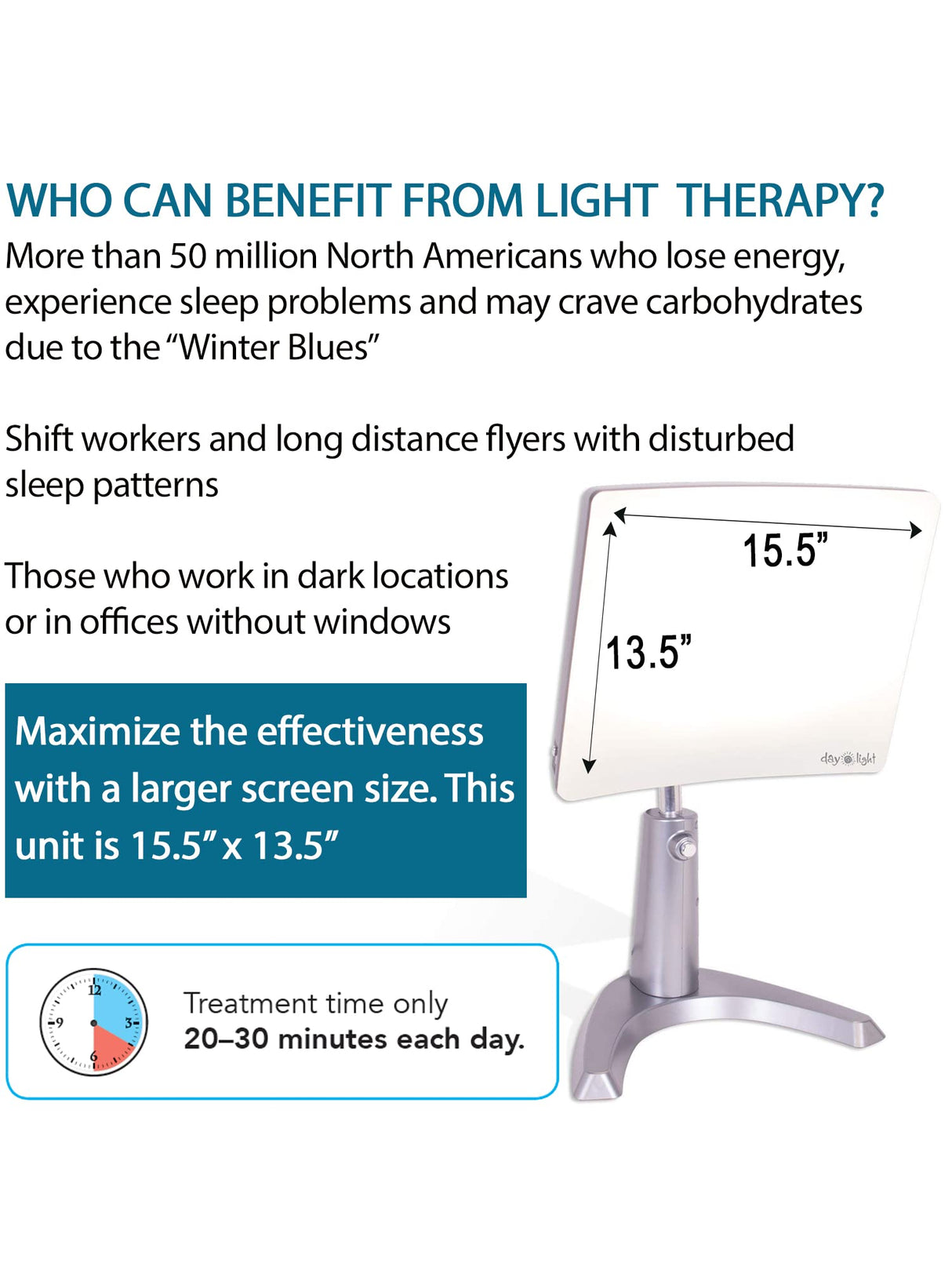 Carex Day-Light Classic Plus Sunlight Therapy Lamp - 10000 LUX Therapy Lamp at 12 Inches, LED Bright White Light with Adjustable Height and Brightness Levels for Mood, White