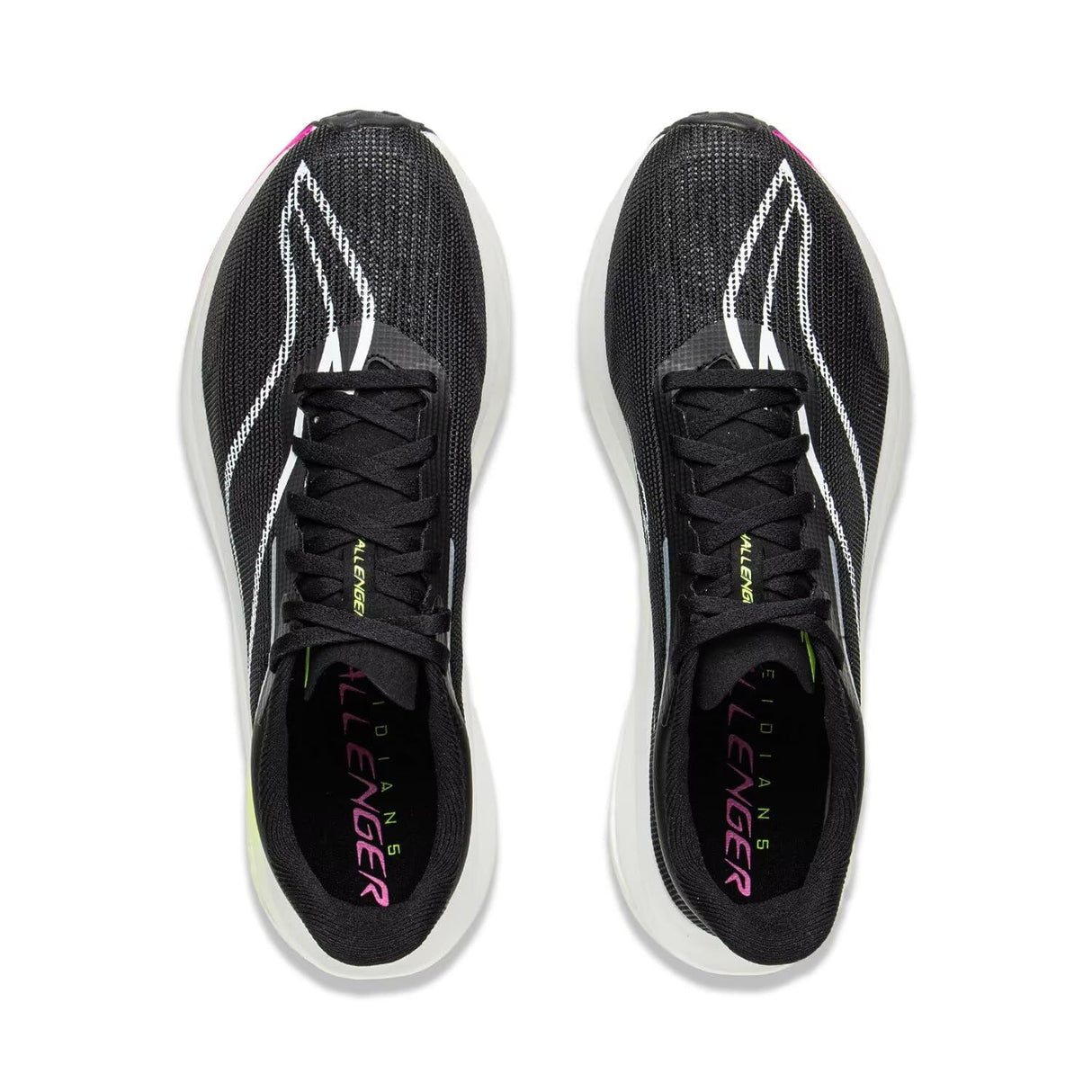 LI-NING FEIDIAN 5 Challenger Women's Running Shoes Boom Fiber Lightweight Breathable Non-Slip Racing Sneakers Black/Standard White US 6
