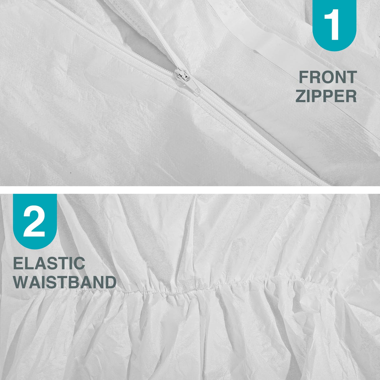 FURWEY Hazmat Suits 10 Pack Disposable Protective Coveralls, Heavy Duty Full Body Painters Suit for Men & Women with Elastic Wrists, Ankles and Hood, Available in 4 sizes-X-Large