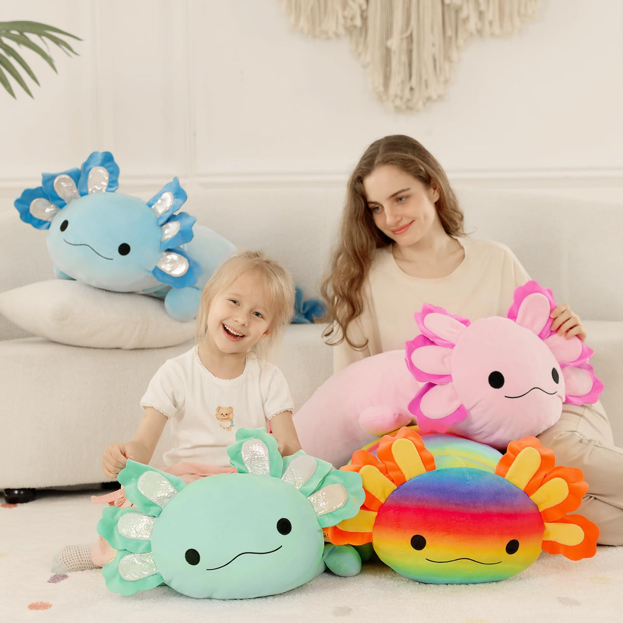BENINY Large Axolotl Plush Toy, 39" Giant Hot Pink Axolotl Stuffed Animal Plush, Big Huggable Toys Gift for Girls Kids, Long Squishy Pillow for Holiday Birthday Christmas