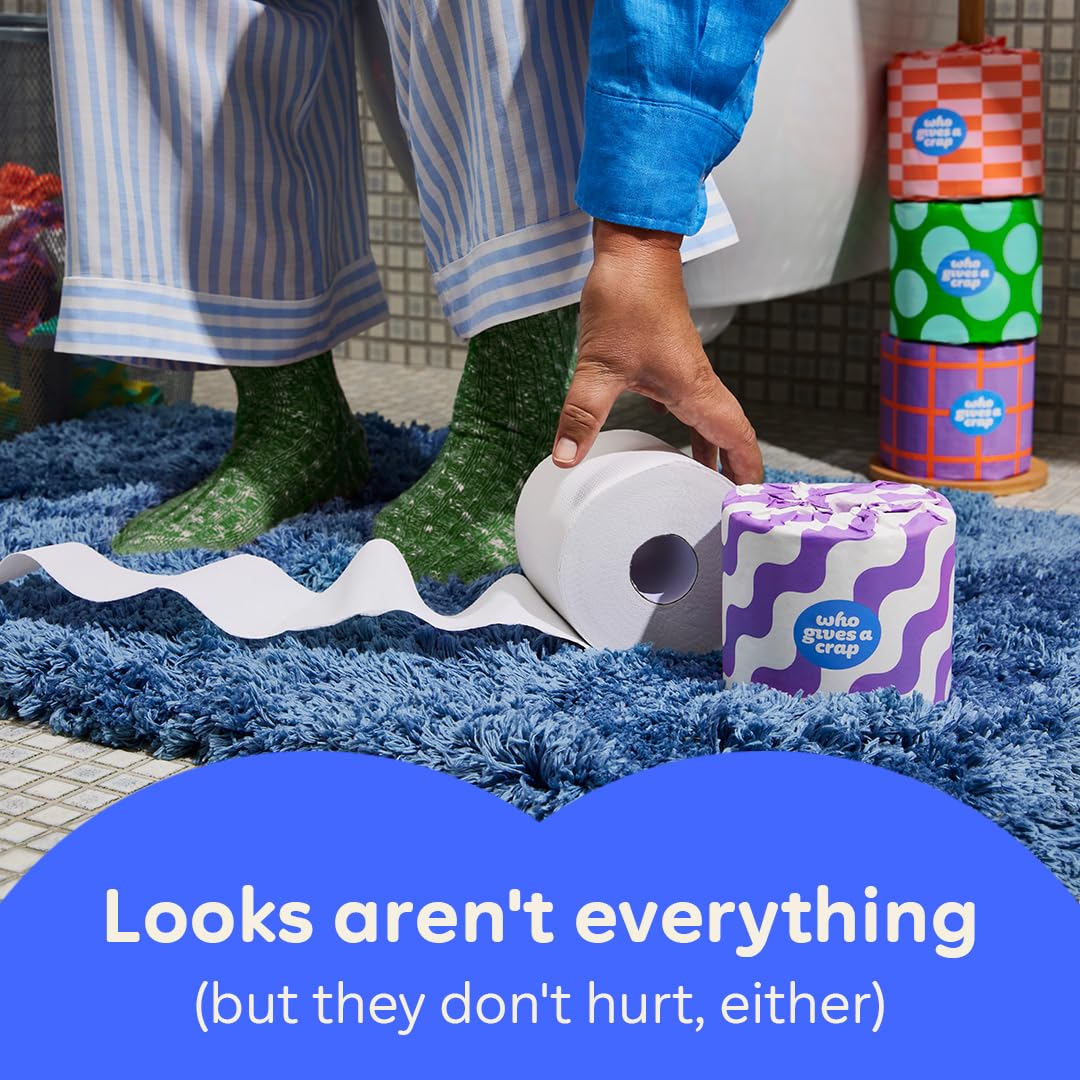 Who Gives A Crap | 100% Recycled Toilet Paper, 16 Rolls, 330 Sheets, Soft & Strong, Virgin Tree Free, Bulk Toilet Paper