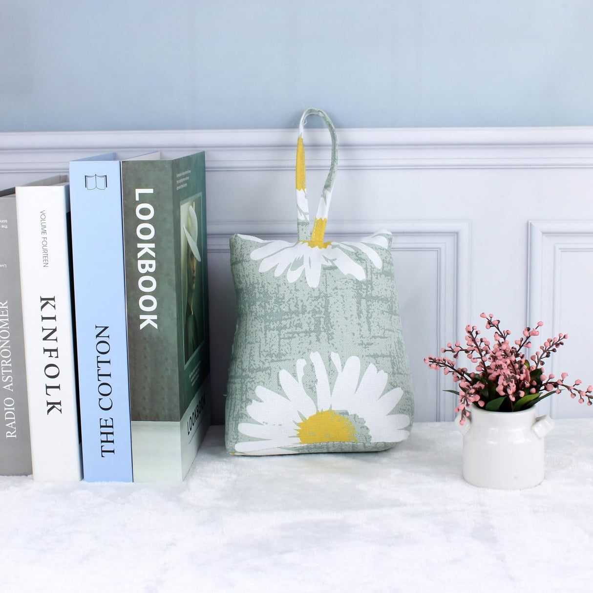 CERAYOU Cute Decorative Weighted Door Stopper, Trapezium Fabric Door Stop with Handle Heavy Duty Door Floor Stop for Home Office Bedroom Living Room