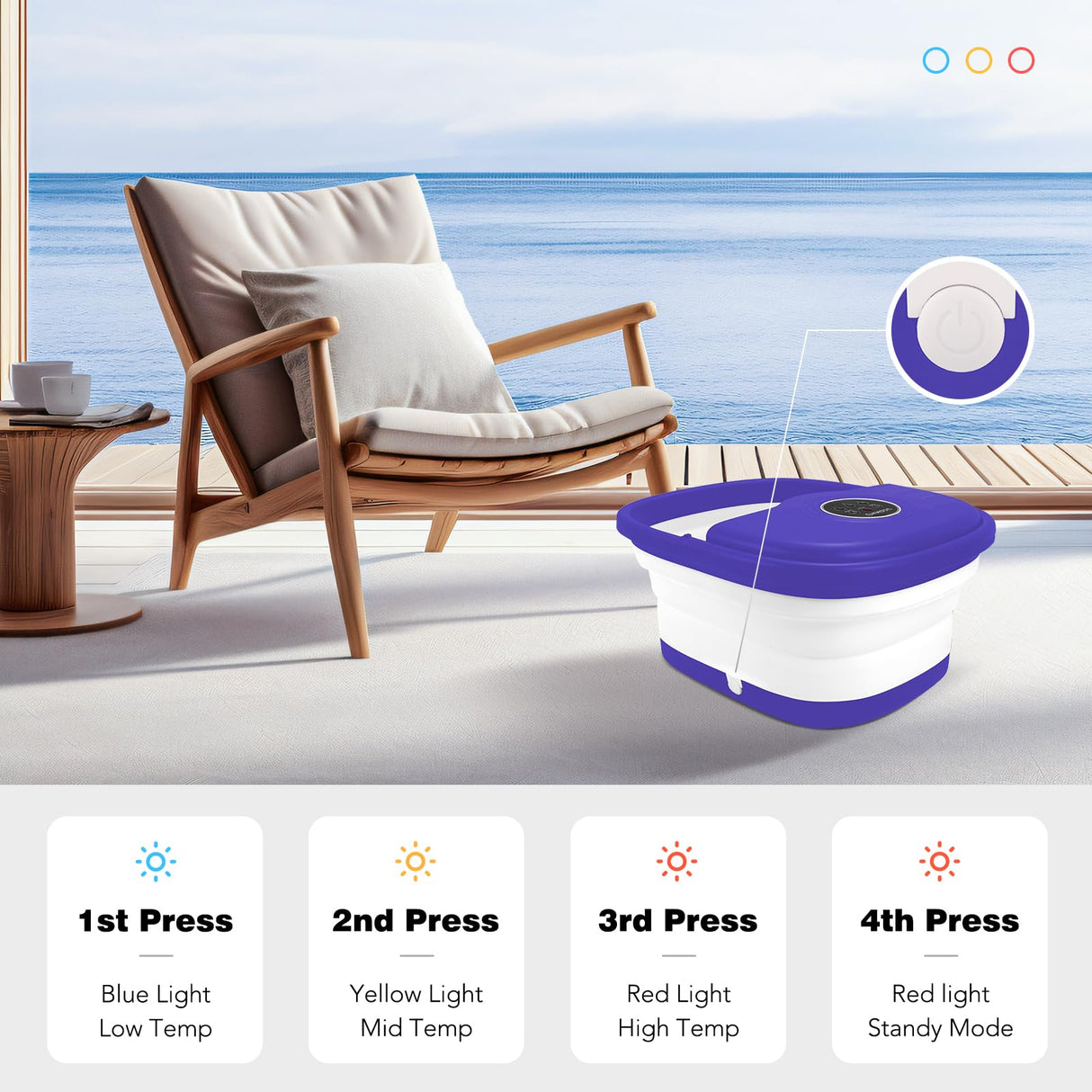 Collapsible Foot Spa Bath with Heat, Remote Control, Temperature Control, Bubbles, Pumice Stone, Red Light, Timer, 16 Massage Roller Pedicure Foot Spa for Relaxation and Stress Relief, Purple