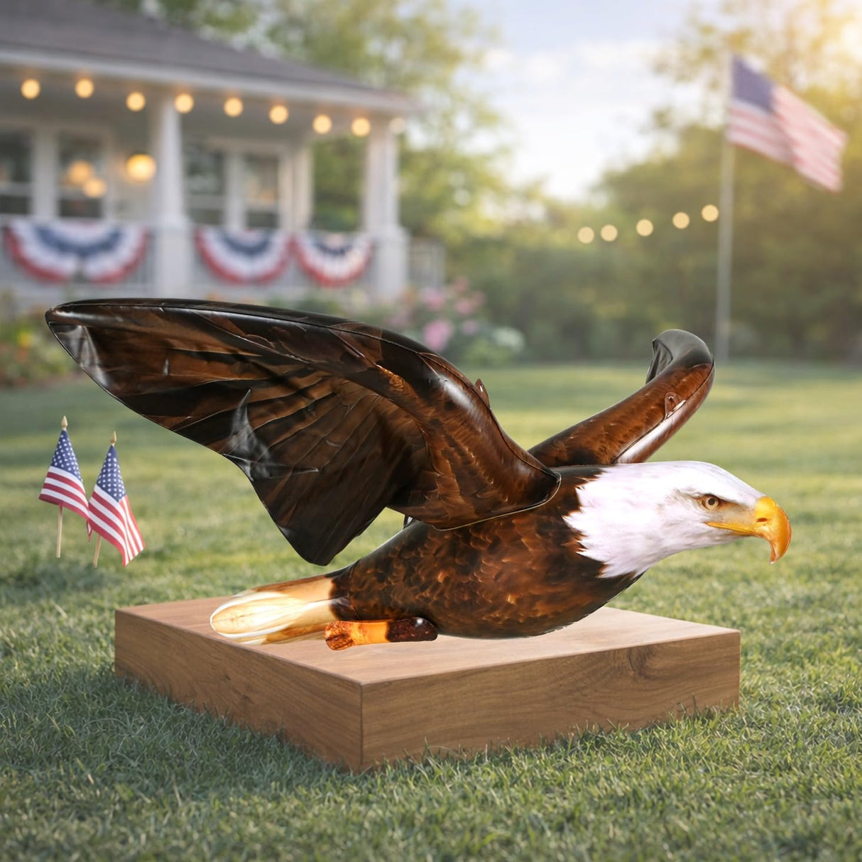 Jet Creations 38" Wingspan Inflatable Bald Eagle, Dark Brown, Realistic Wild Animal Figure, Patriotic Bird, Theme Parties, Pool Fun, Home Yard Decor