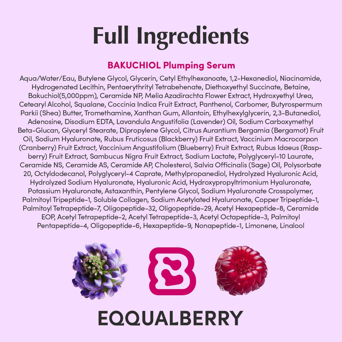 EQQUALBERRY Bakuchiol Plumping Serum, Pore Minimizer, 1.01 fl oz