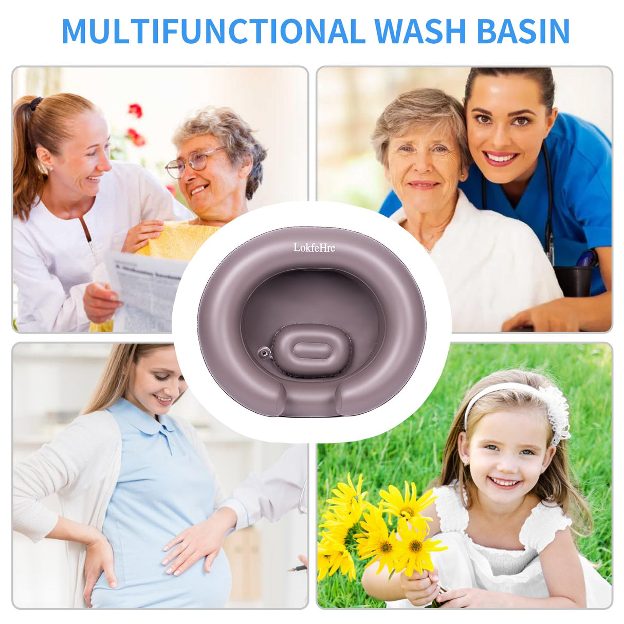 LOKFEHRE Large Portable Inflatable Hair Washing Basin for Bedridden - Wash Hair in Bed with Inflatable Shampoo Bowl.Hair Washing Basin for Elderly,Disabled,Injured,Ideal Inflatable Sink for Locs Detox