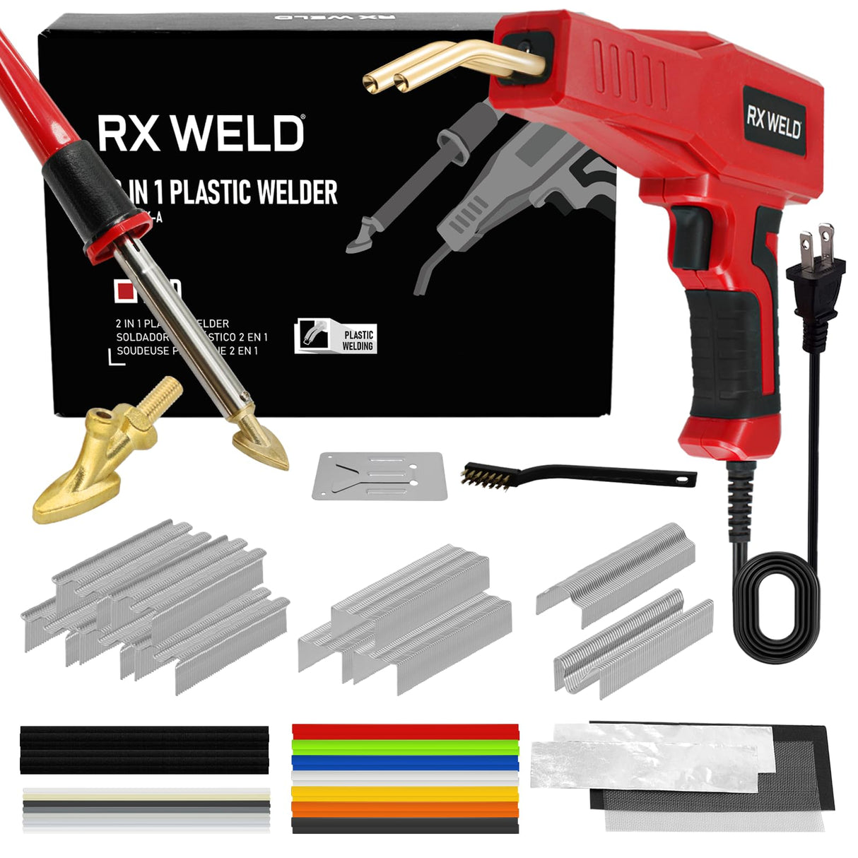 RX WELD 2-in-1 Plastic Welder, 1000PCS Hot Stapler Repair Kit