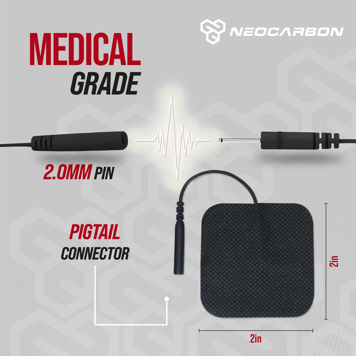 Reusable Electrode Pads for TENS Pro EMS Unit, Premium Replacement Square Pads with Plastic Holder, Set of 10 Pairs, Black