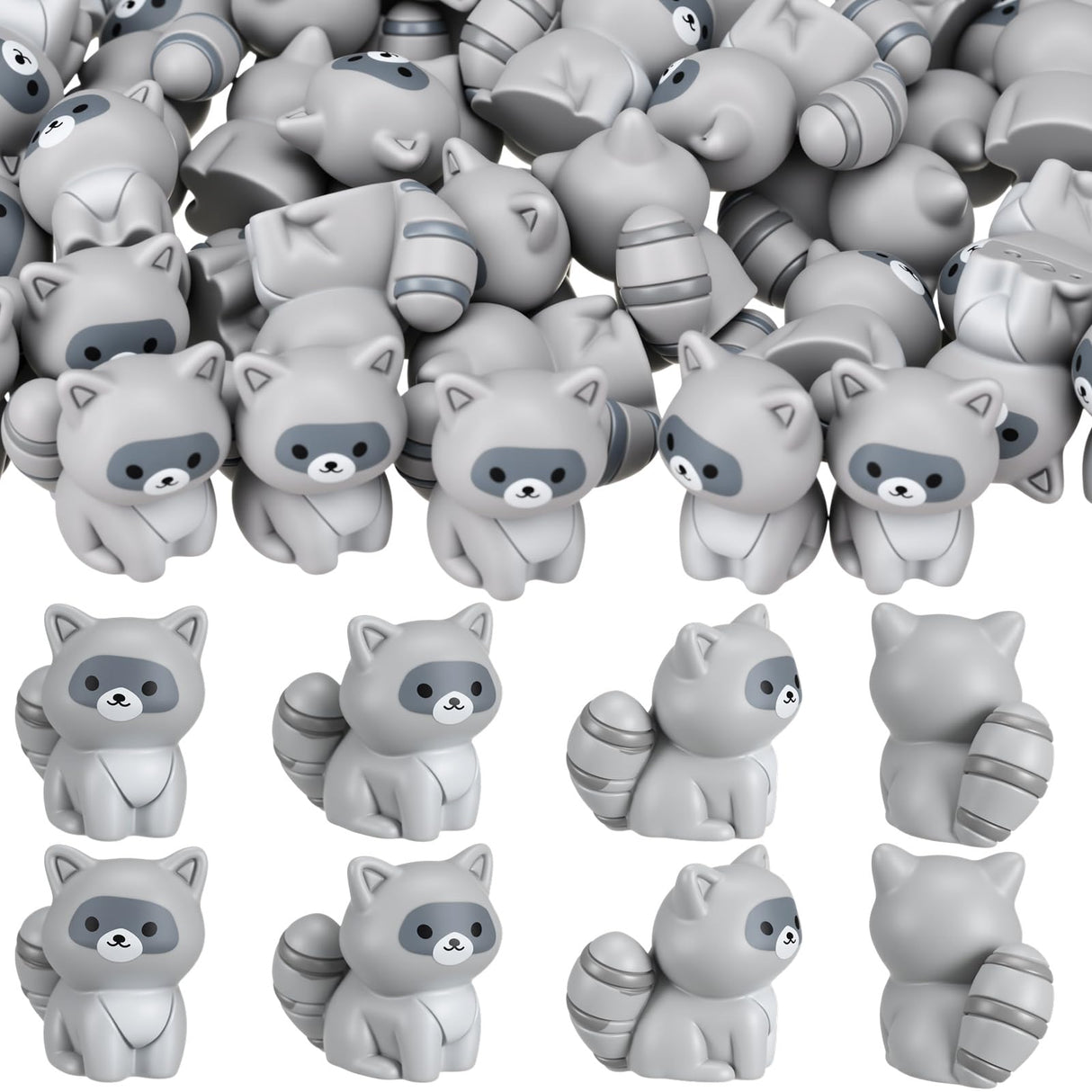 Geelin 50 Pcs Mini Resin Raccoon Figurines Small Animal Ornament Charms