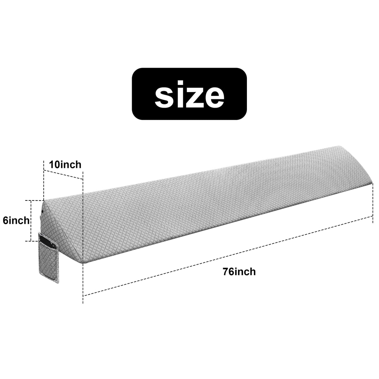Rormcheny King Bed Wedge Pillow Headboard Gap,Wedge Pillow Headboard/Bed Gap Filler,Fill The Gap (0-8") (Gray, 76"x10"x6")