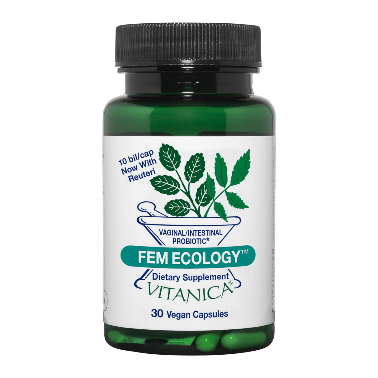 Vitanica FemEcology, Vaginal and Intestinal Probiotic Support, Vegetarian, 30 Capsules