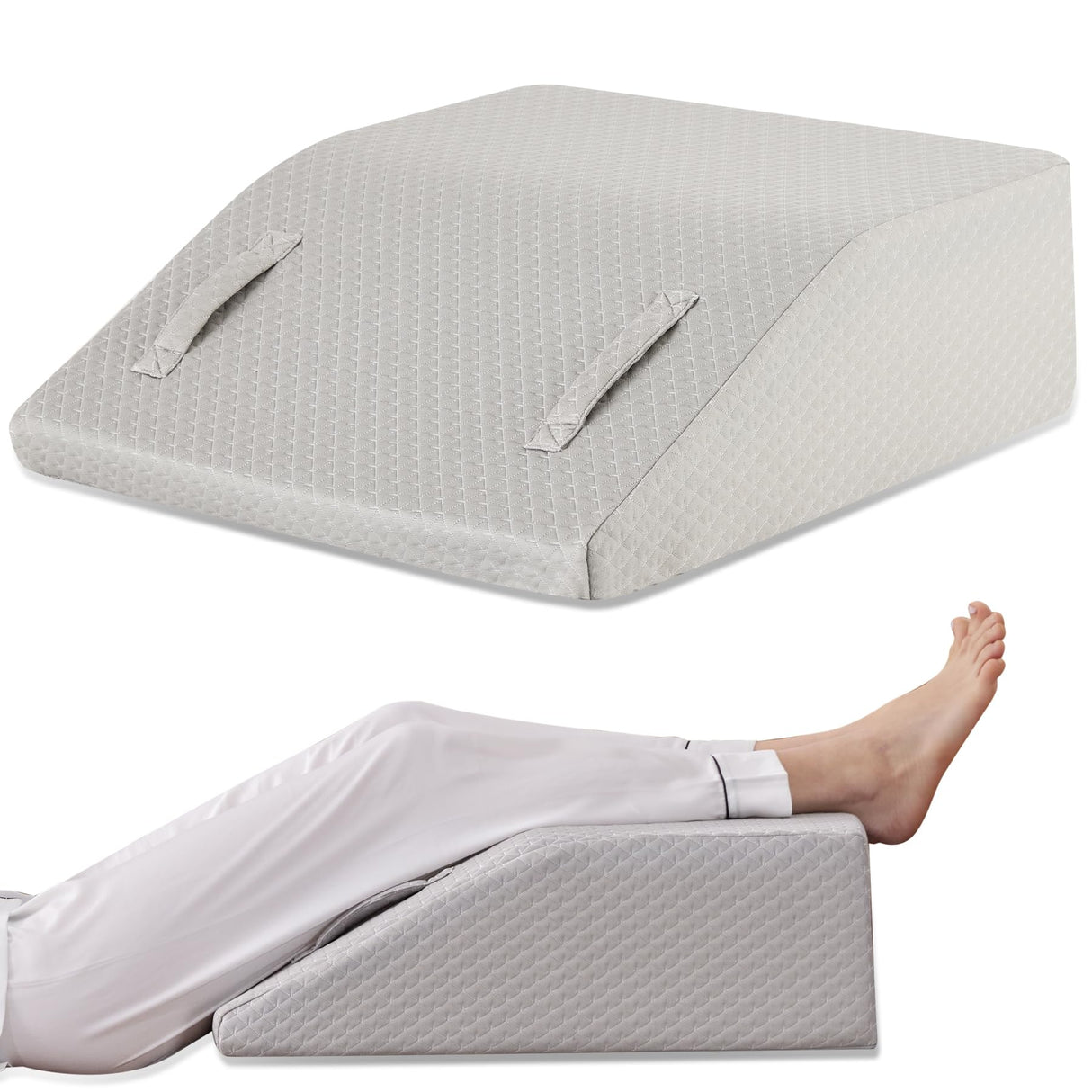 Ruqmuis Leg Elevation Pillow for After Surgery, 6inch Foam Leg Elevating Pillow for Swelling and Blood Circulation, Leg Wedge Pillow for Sleeping, Knee Pillow for Knee Hip Ankle Pain Relief, Grey