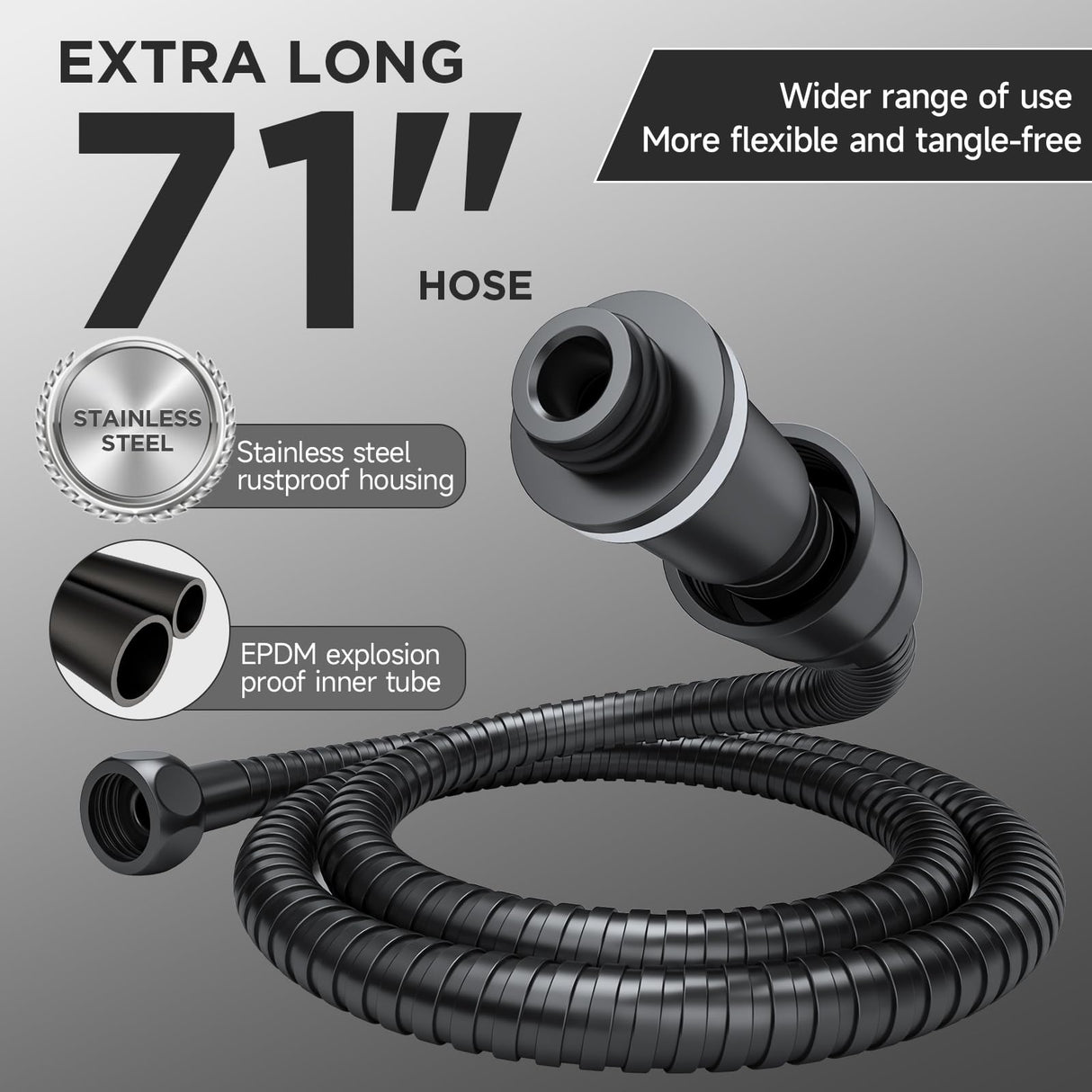 Veken Wide Rain Shower Head with Multi-Modes Handheld Water Spray,High Pressure Showerhead Combo with Arm for Bathroom Accessories,Home Decor Adjustable Dual Shower with Anti-Clog Nozzles,Matte Black