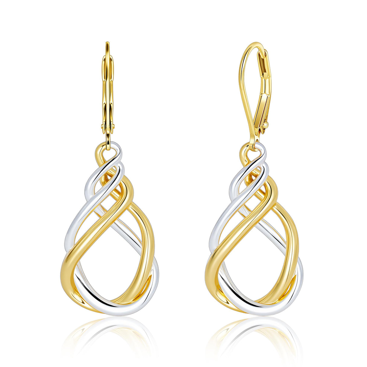 Two Tone Twisted Drop Earrings for Women Gold and Silver Dangle Earrings