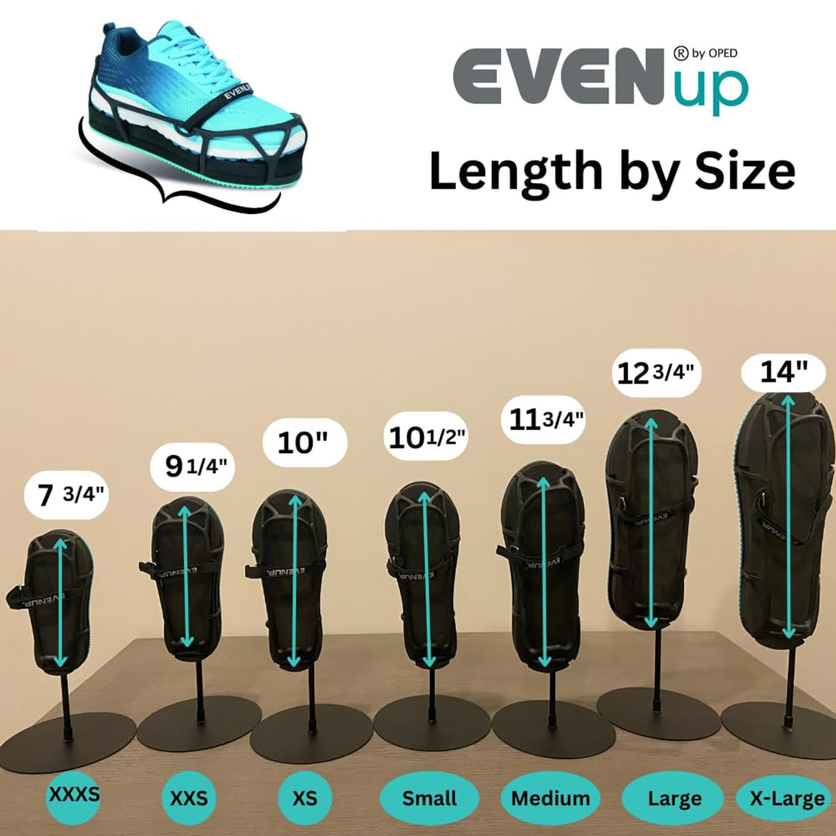 EVENup The Authentic Shoe Balancer Size Small for use with Walking Boot or leg length discrepancy. Improves your gait using a variety of height adjustments.
