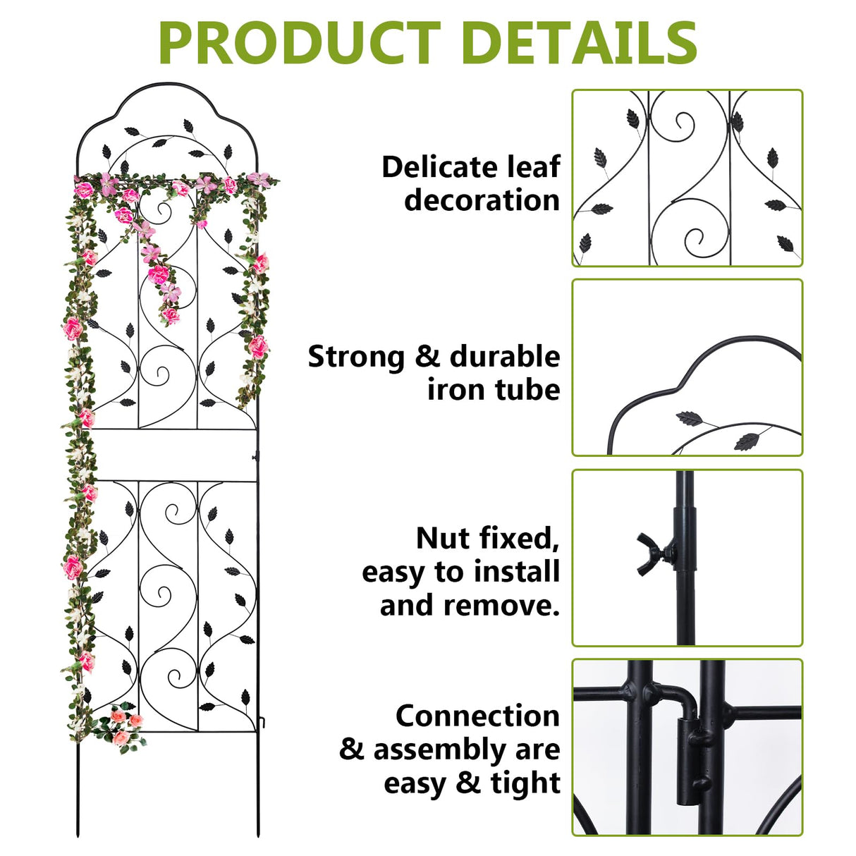 hogardeck Metal 84 * 19 Garden Trellis 2-Packs for Climbing Plants Flowers Vegetables Planting Arched Outdoor Decoration for Courtyards Lawns Gardens