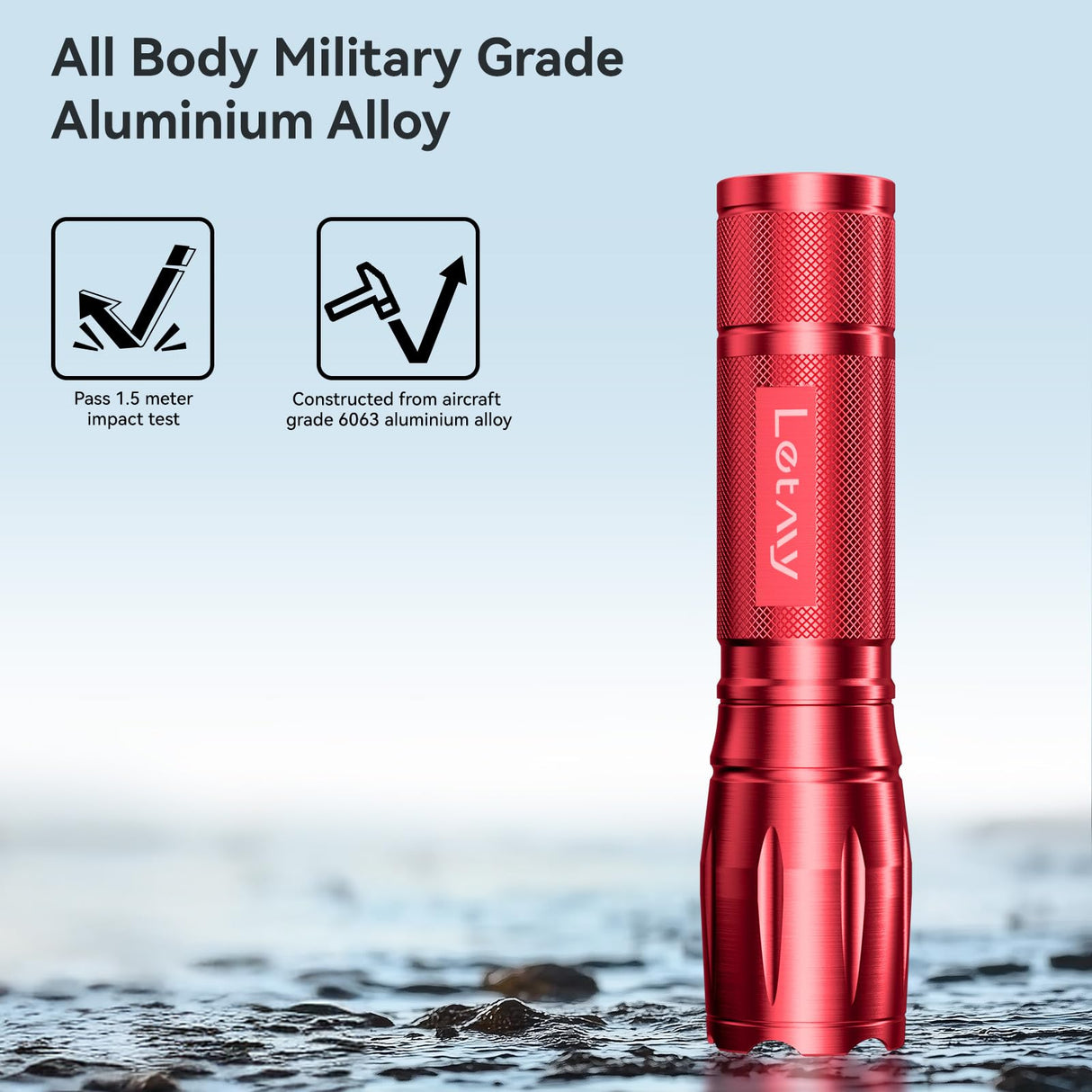 LETMY Tactical Flashlight S2000-2 Pack Bright Military Grade LED Flashlights High Lumens - Portable Handheld Flash Light, 5 Modes Zoomable Waterproof Flashlights for Home Emergency Camping- Pink