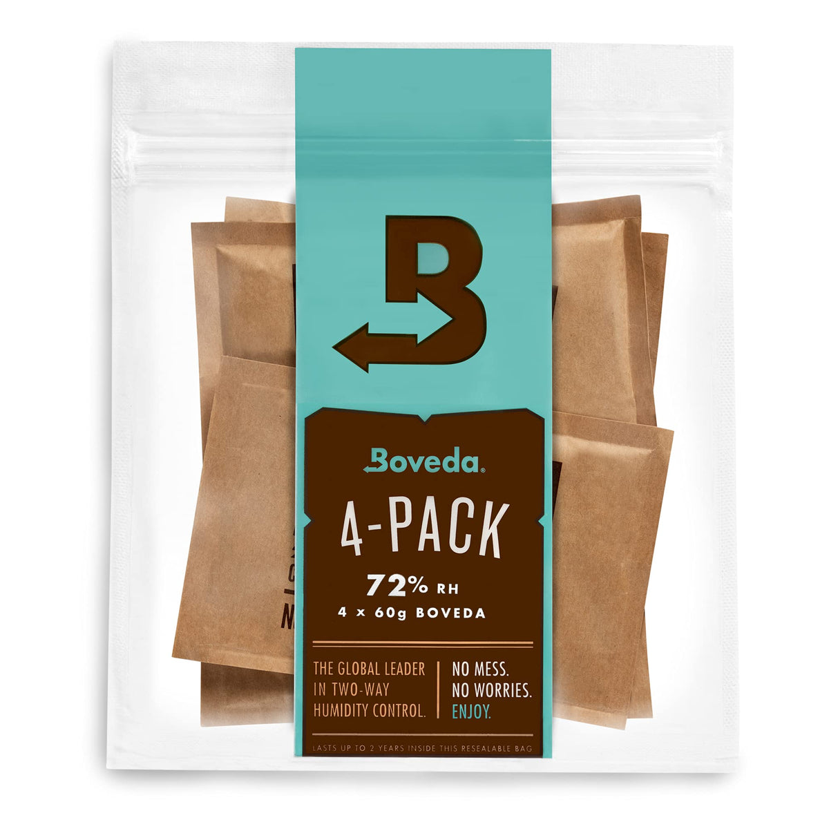 Boveda 72% Humidity Control Packs, Size 60, 4-Pack - for Dry Environments