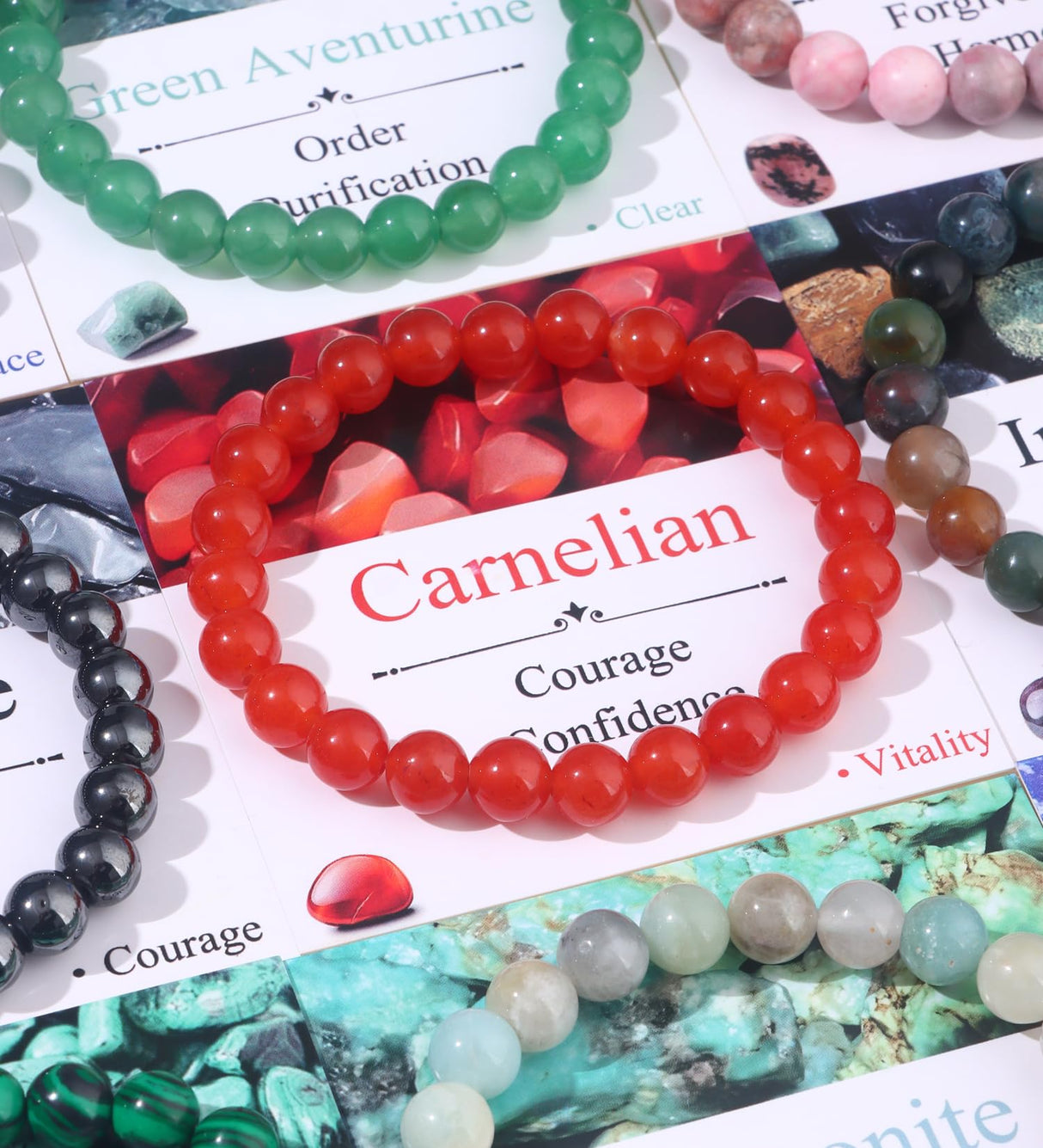 SAMOCO 16Pcs Natural Healing Crystal Bracelets for Women Men