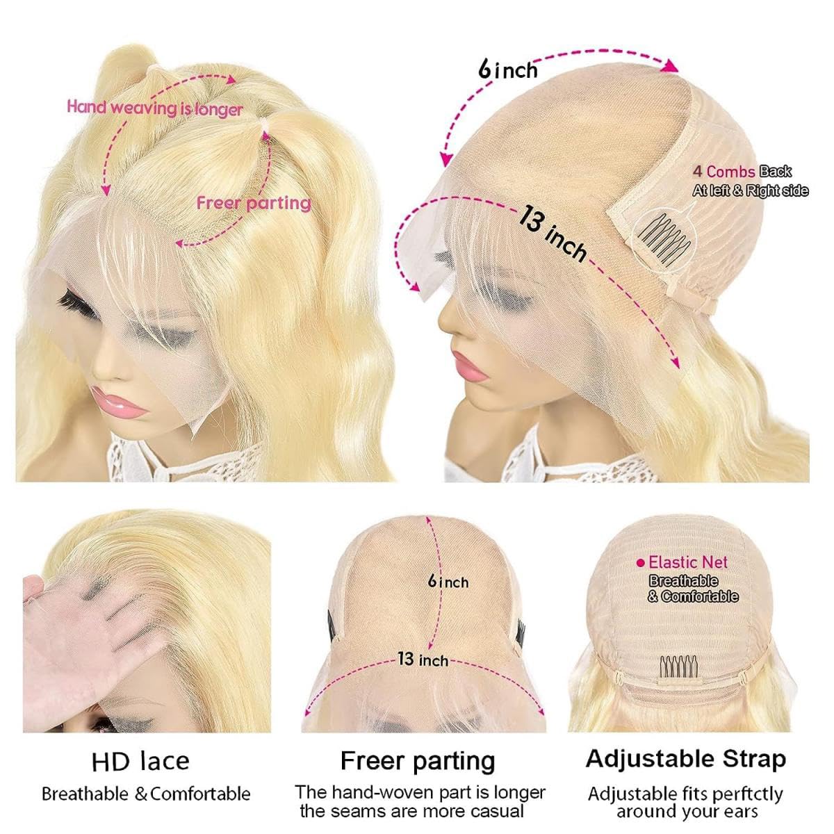 IJFMMEL 30 Inch 613 Lace Front Wig Human Hair Pre Plucked 200% Density 13X6 Deep Wave HD Transparent Blonde Lace Frontal Wig Human Hair For Women