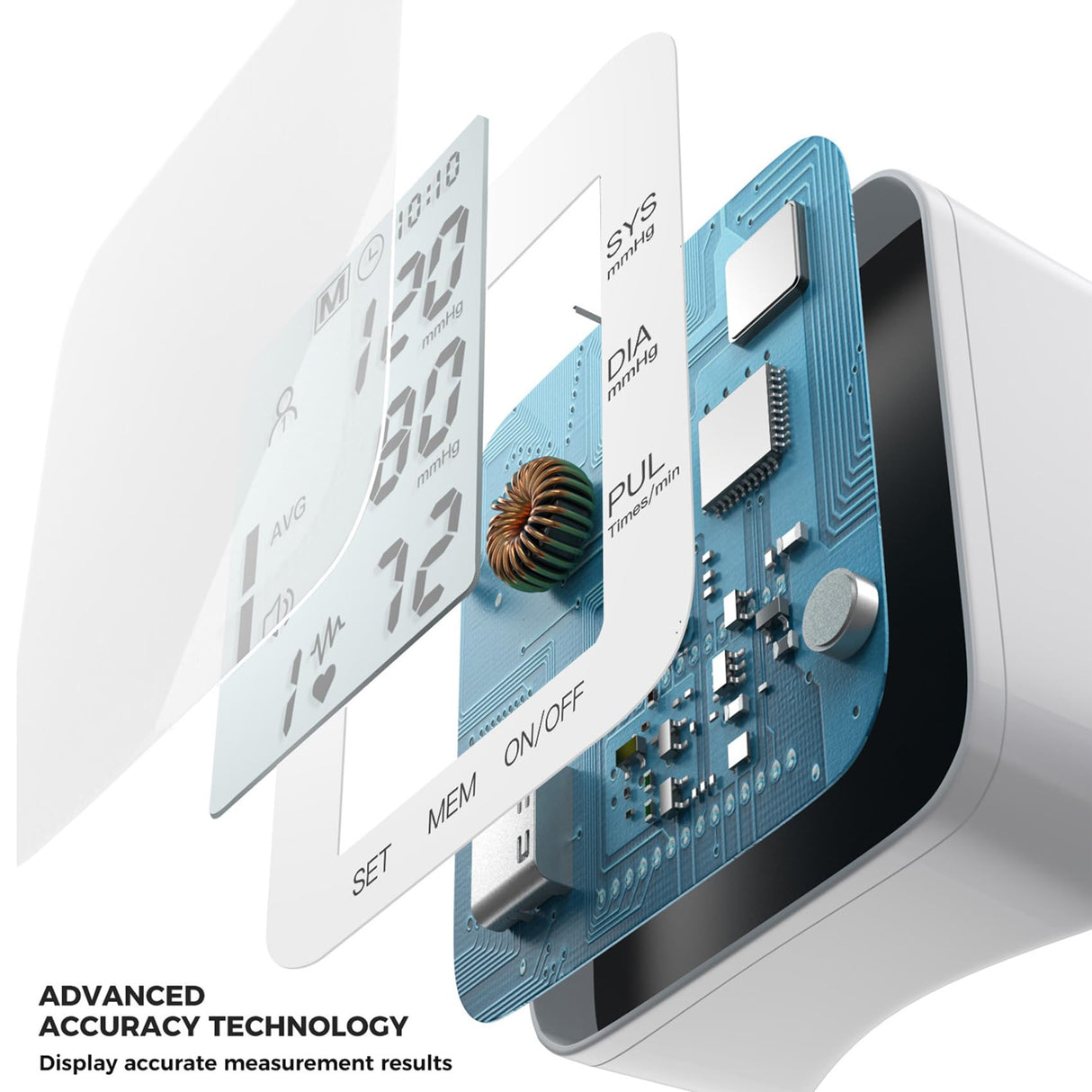 MMIZOO Wrist Blood Pressure Monitor Large LCD Display BP Machine Adjustable Cuff 5.31-7.68 inch Automatic 99x2 Sets Memory with Carrying Case for Home Use (W1681)