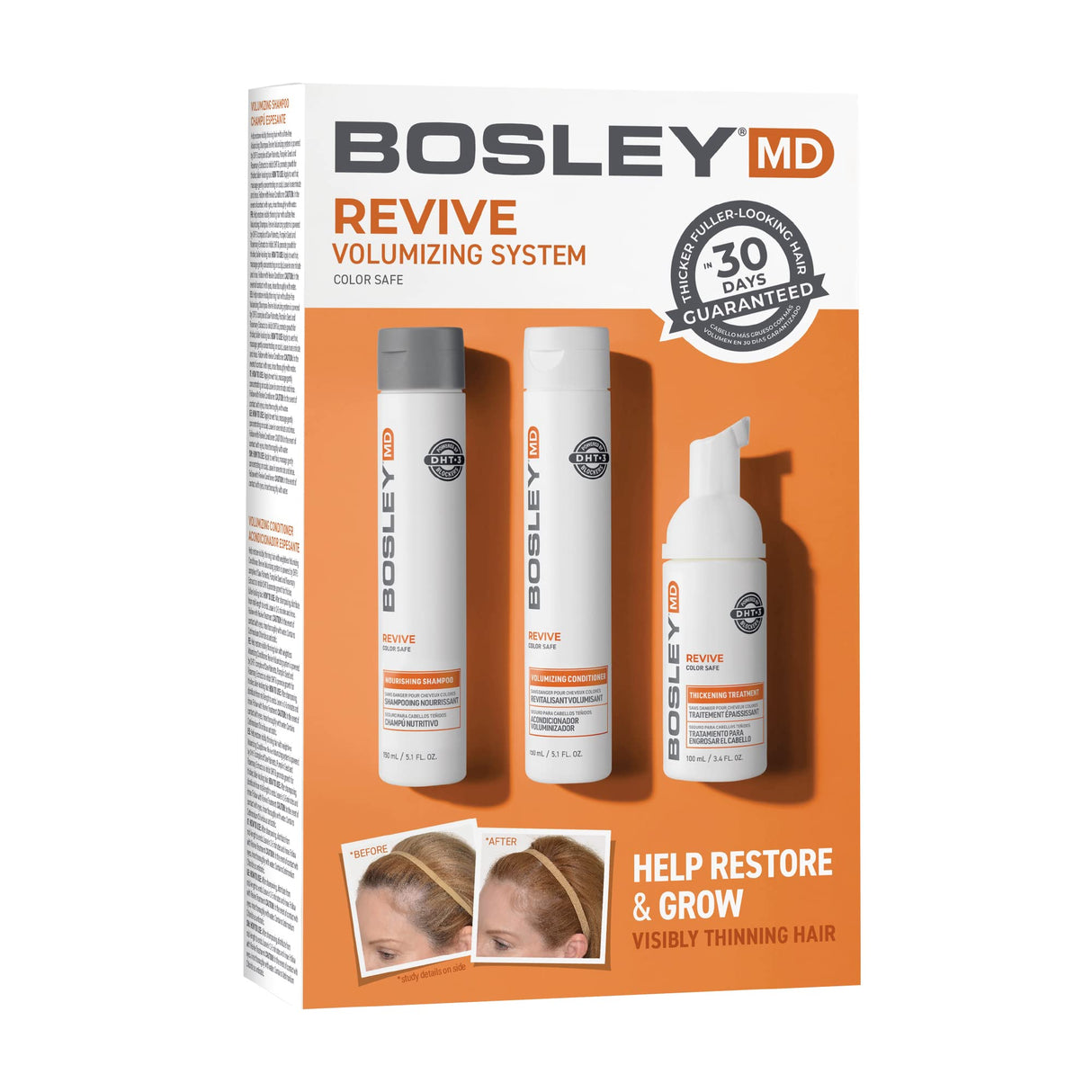 BosleyMD BosRevive KIT for Visible Hair Thinning (Color Safe), Starter Size (30 Days)