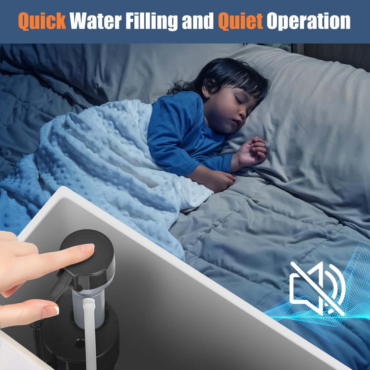 Teviora Universal Toilet Flusher Replacement Kit, Water-Saving & Height Adjustable Fill Valve, 2-Inch Flapper, Quiet & Anti-Siphon Toilet Repair Kit Inside Tank, Easy to Install (Black, 1-Pack)