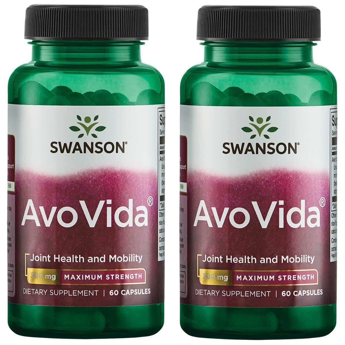 Swanson AvoVida - Natural Supplement Promoting Joint Health & Mobility - Avocado & Soybean Unsaponifiables to Support Cartilage & Tissue Health - (60 Capsules, 300mg Each) (2 Pack)