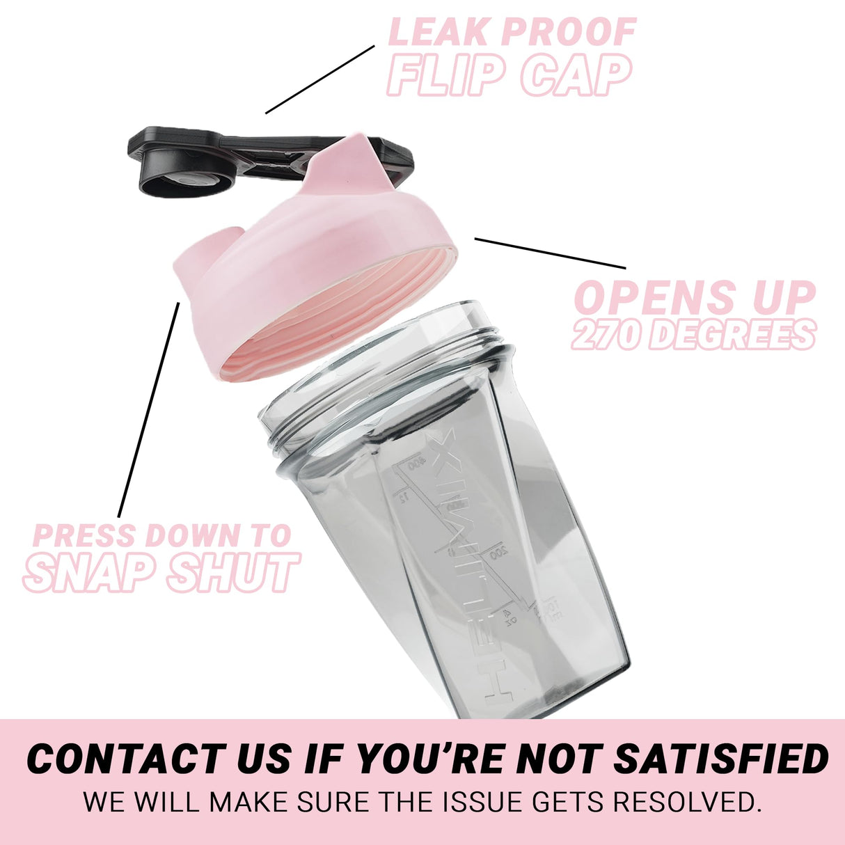 HELIMIX 1.5 Vortex Blender Shaker Bottle Holds Upto 20oz | No Blending Ball or Whisk | USA Made | Portable Pre Workout Whey Protein Drink Shaker Cup | Mixes Cocktails Smoothies Shakes | Top Rack Safe