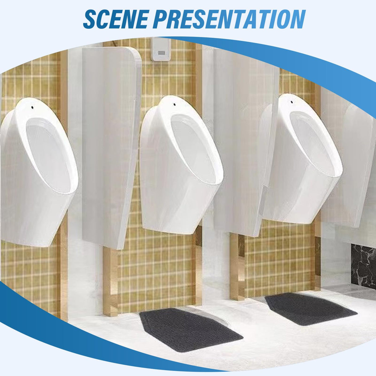 6Pcs Urinal Mats for Men Bathroom Commercial Floor Mats Pads for Mens Room Non Slip Splash Toilet Bulk Washable Disposable Large Color Grey 17Inch x 20.5Inch